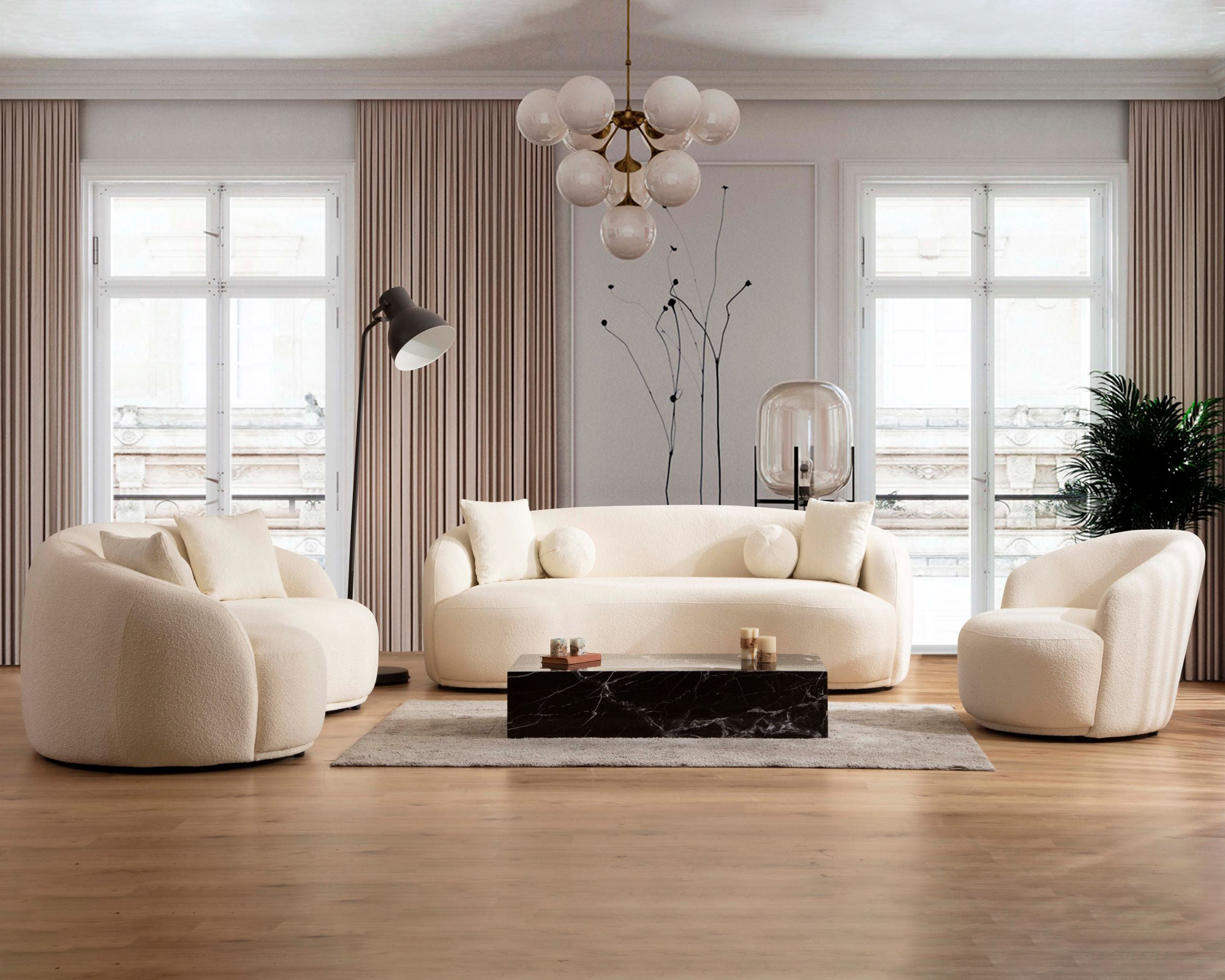 Nova - Bonita Ivory Boucle Sofa