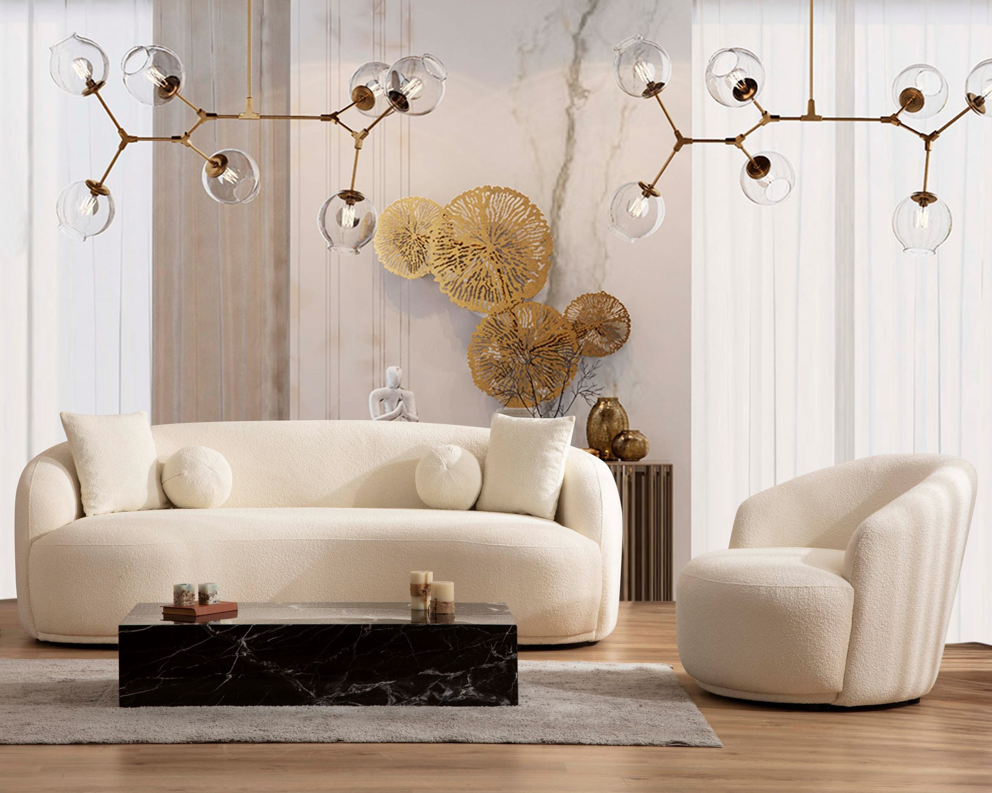 Nova - Bonita Ivory Boucle Sofa