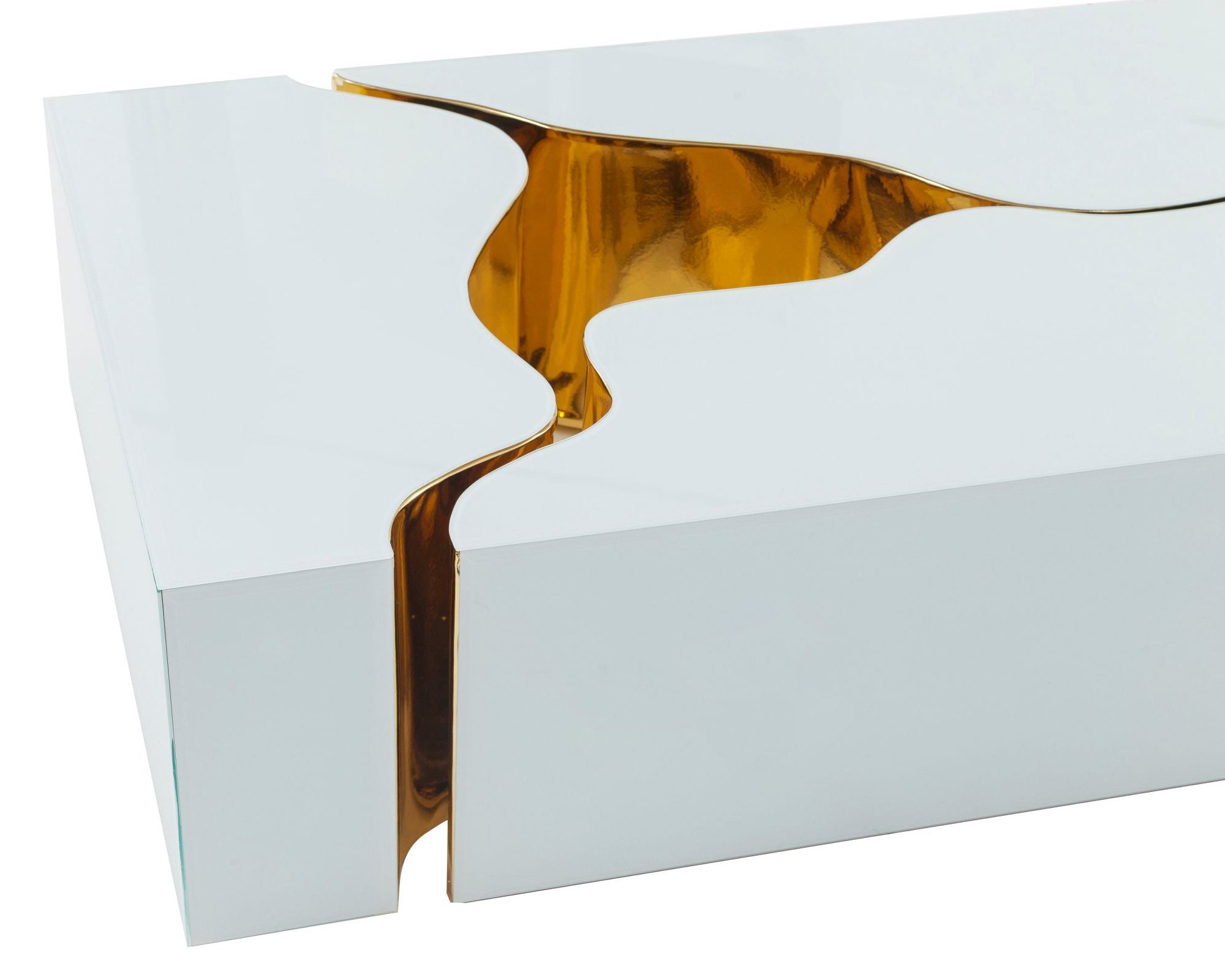 Nova Dream Glass 3-Piece Coffee Table - White/Gold