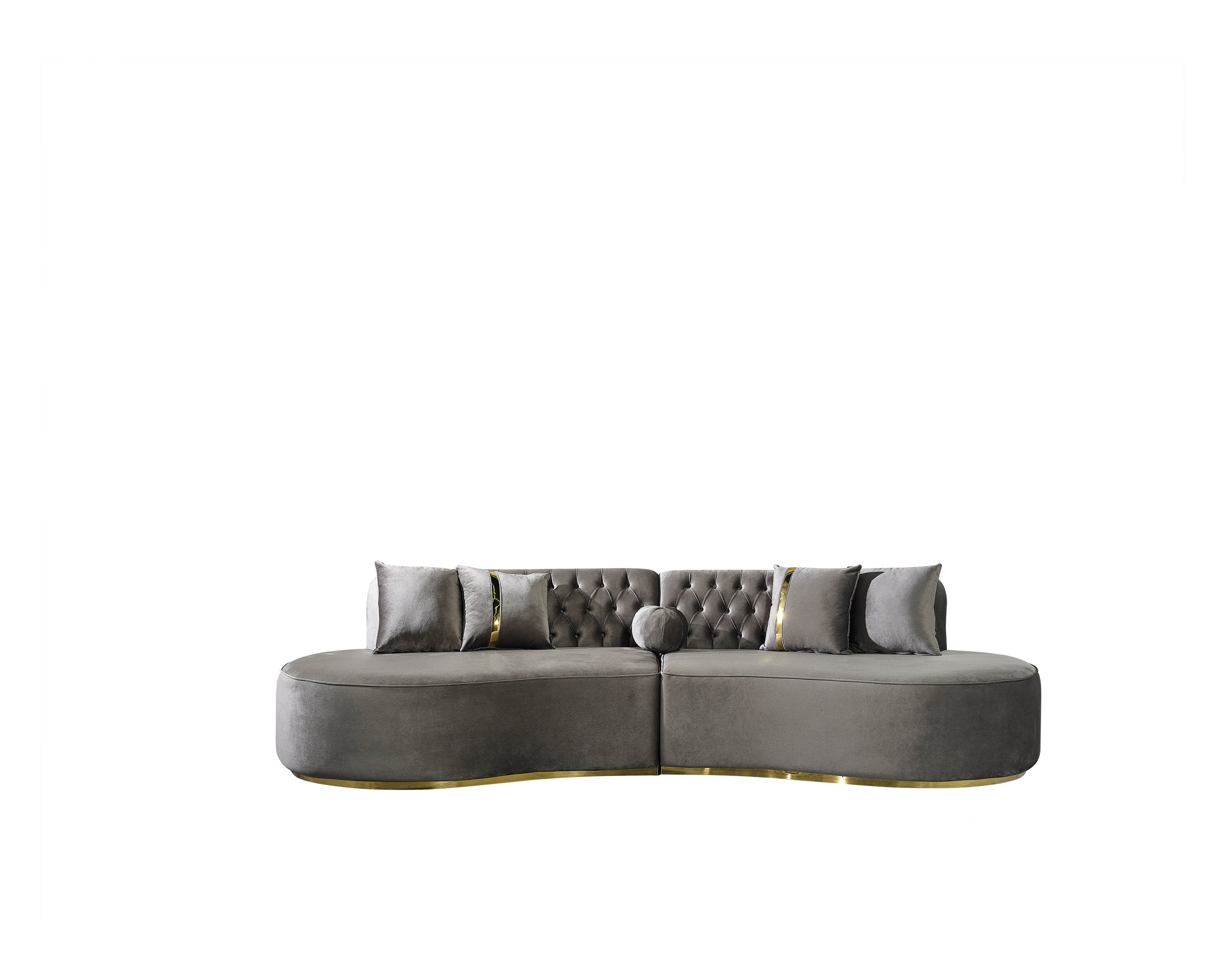 Nova Ella Velvet Curved Sectional - Gray
