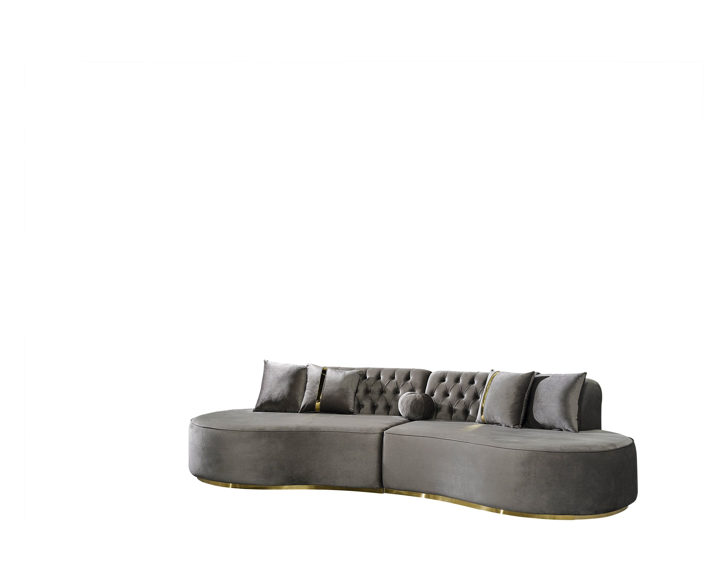 Nova Ella Velvet Curved Sectional - Gray