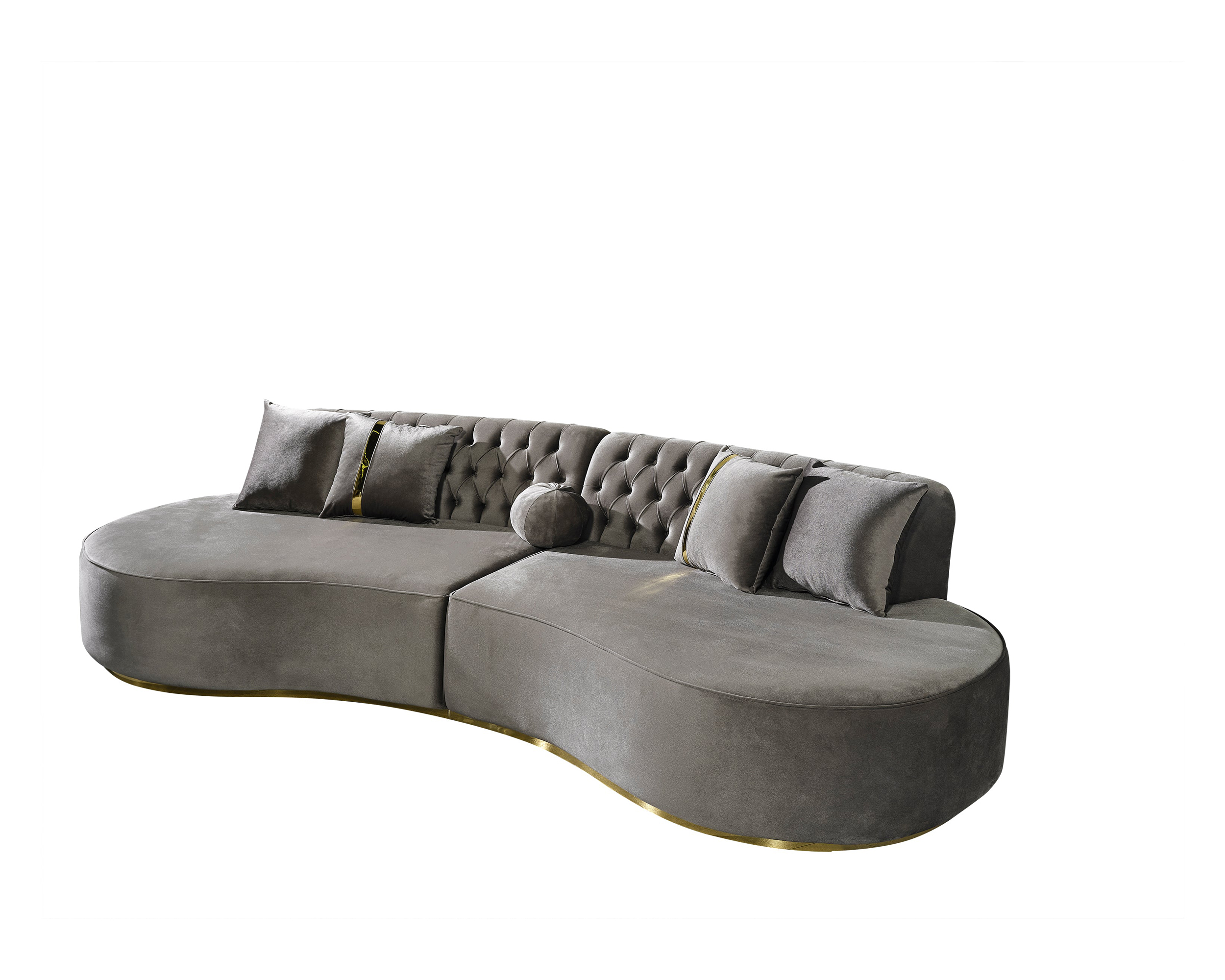 Nova Ella Velvet Curved Sectional - Gray