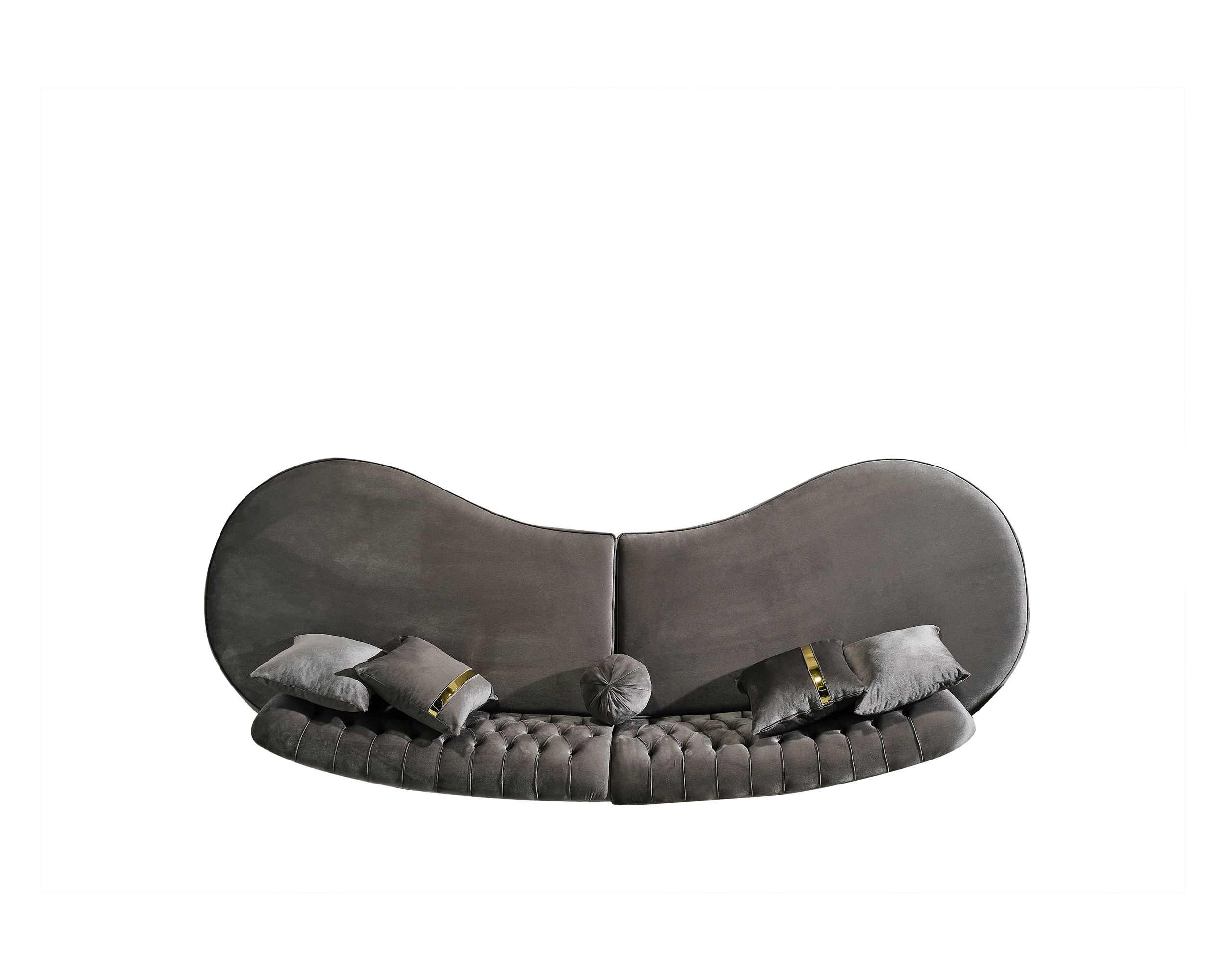Nova Ella Velvet Curved Sectional - Gray