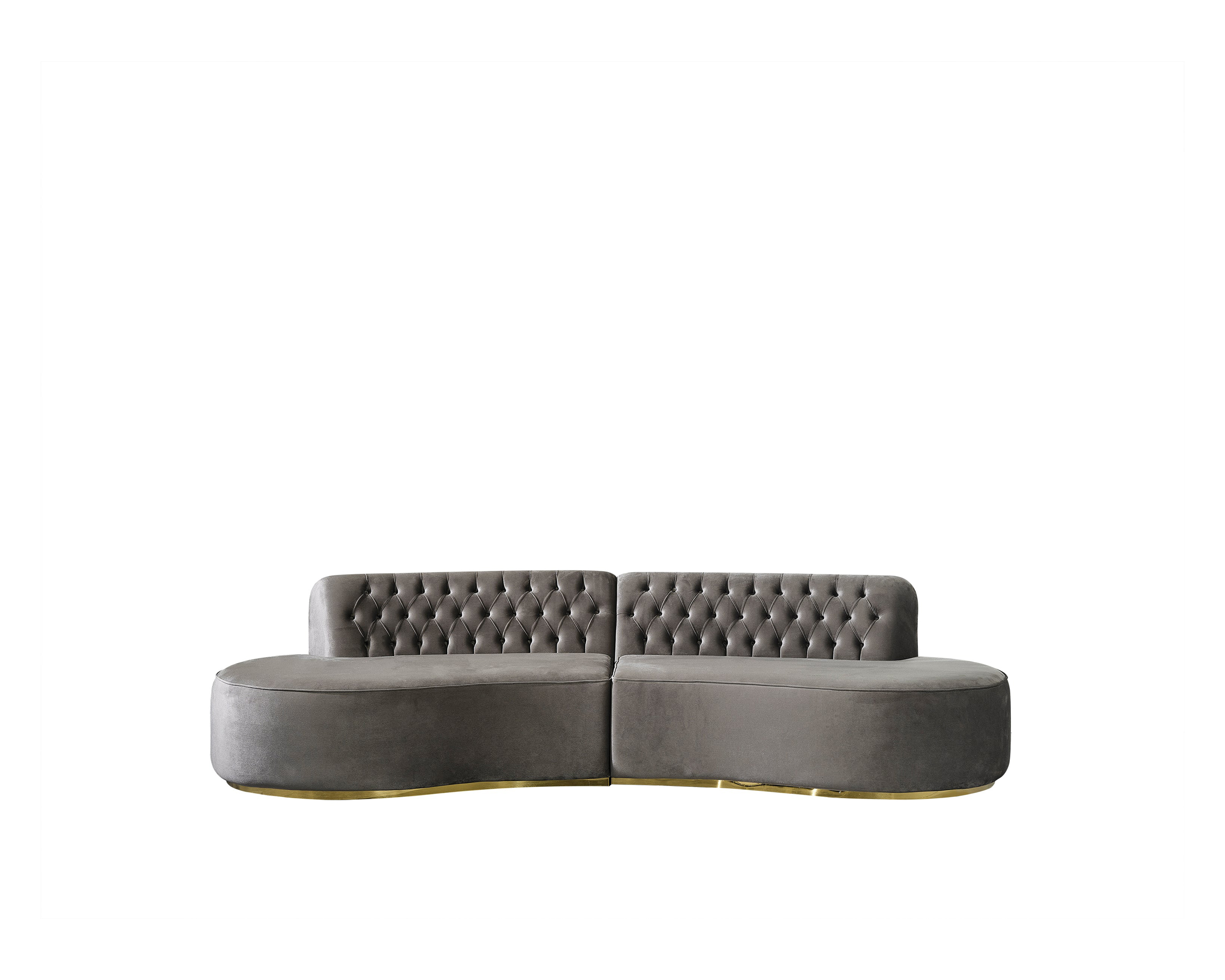 Nova Ella Velvet Curved Sectional - Gray