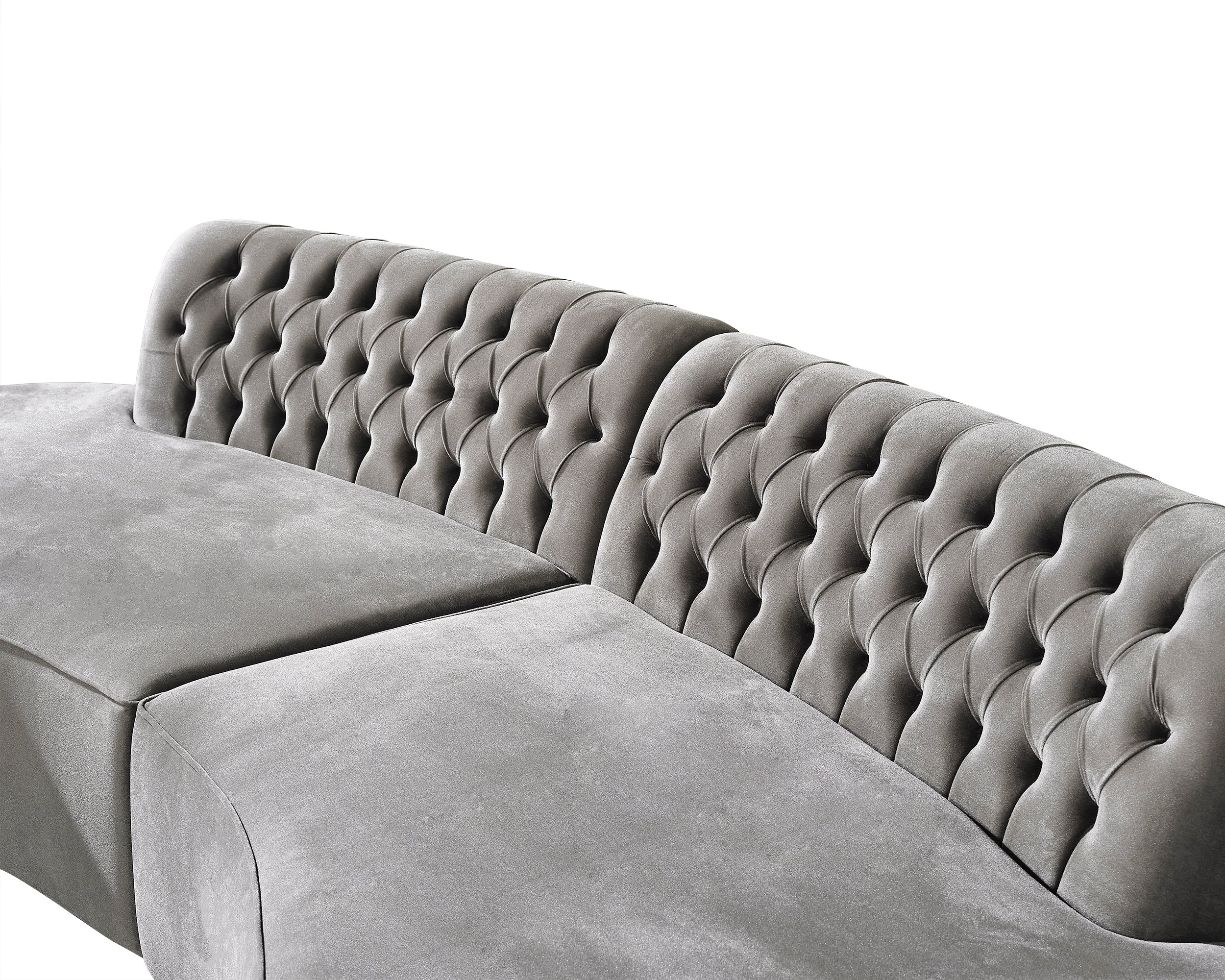 Nova Ella Velvet Curved Sectional - Gray