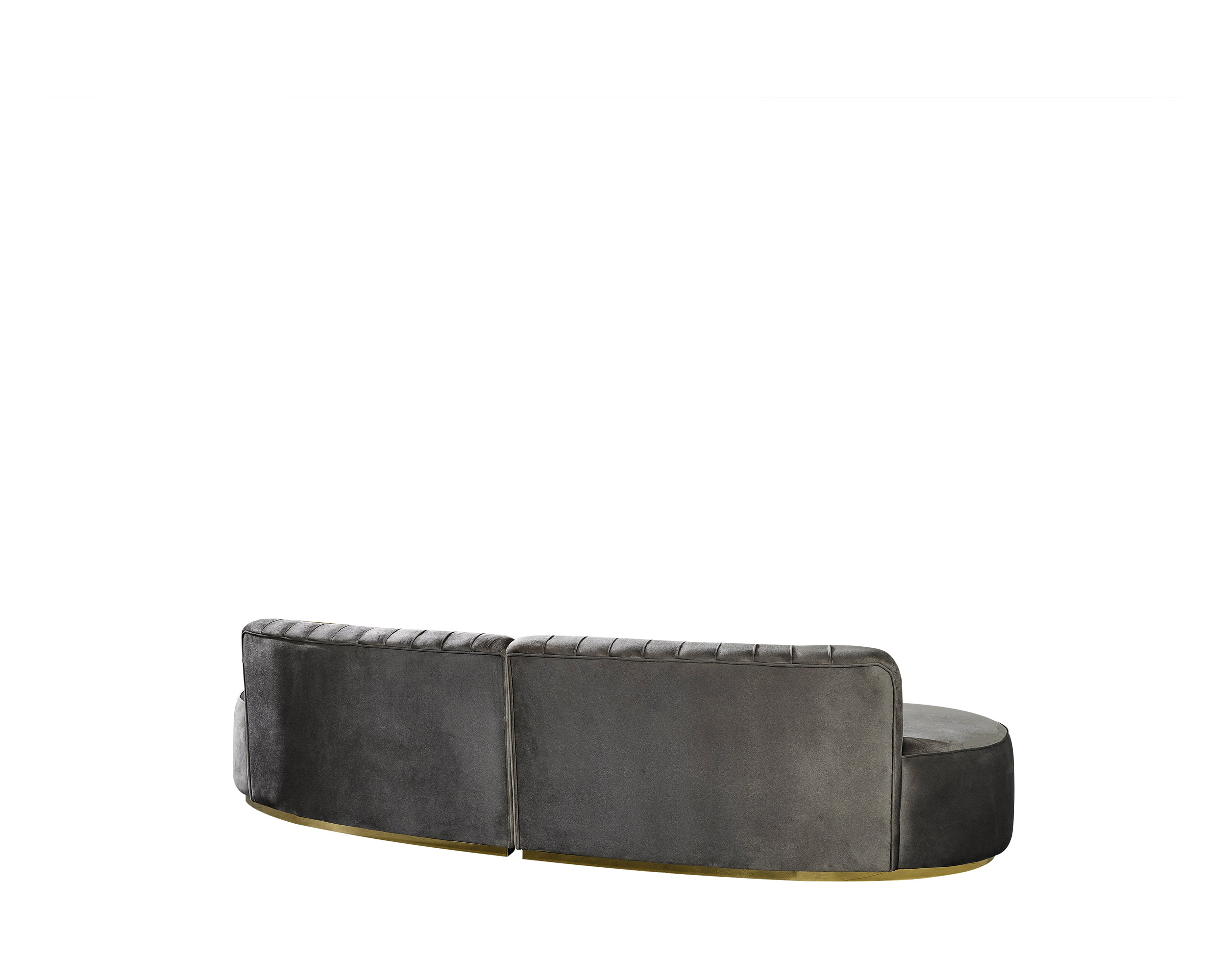Nova Ella Velvet Curved Sectional - Gray