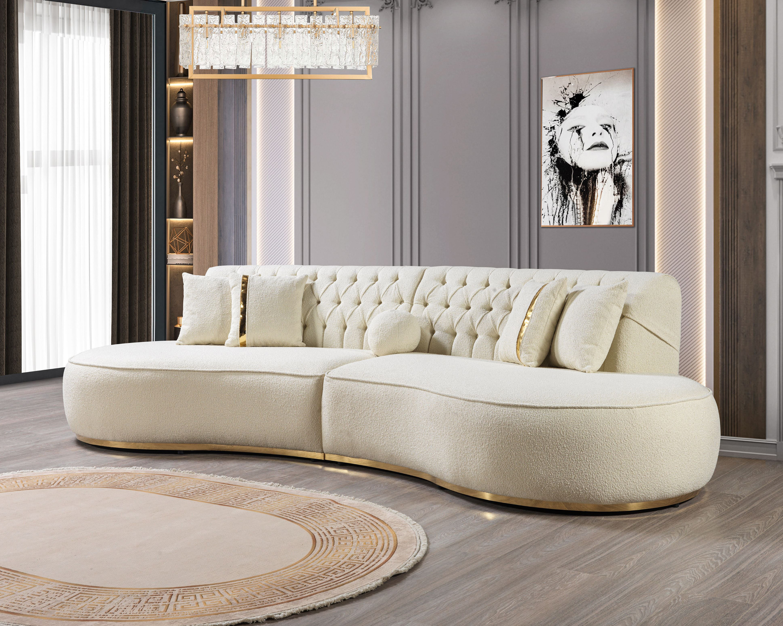 Nova Ella Boucle Curved Sectional - Ivory