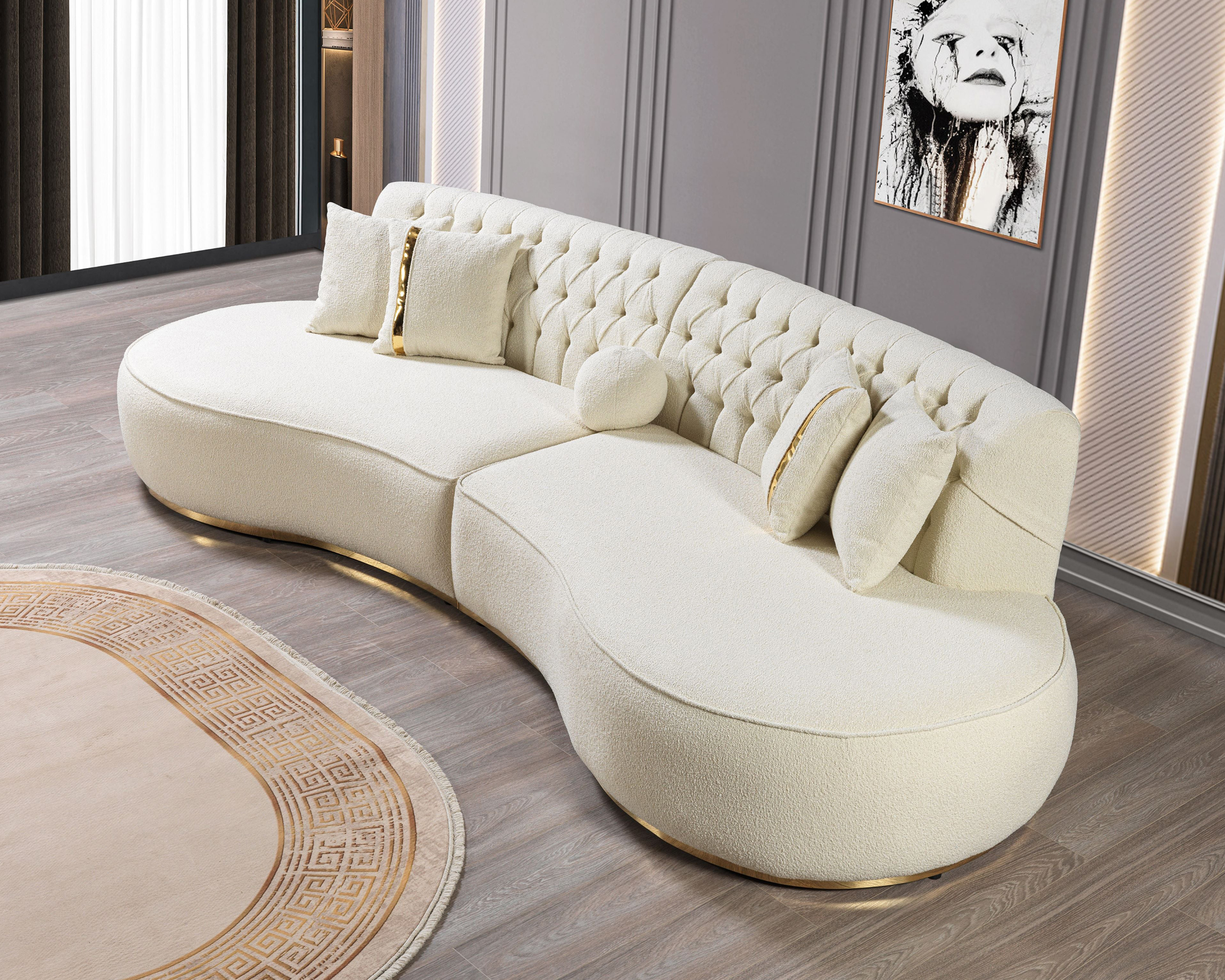 Nova Ella Boucle Curved Sectional - Ivory