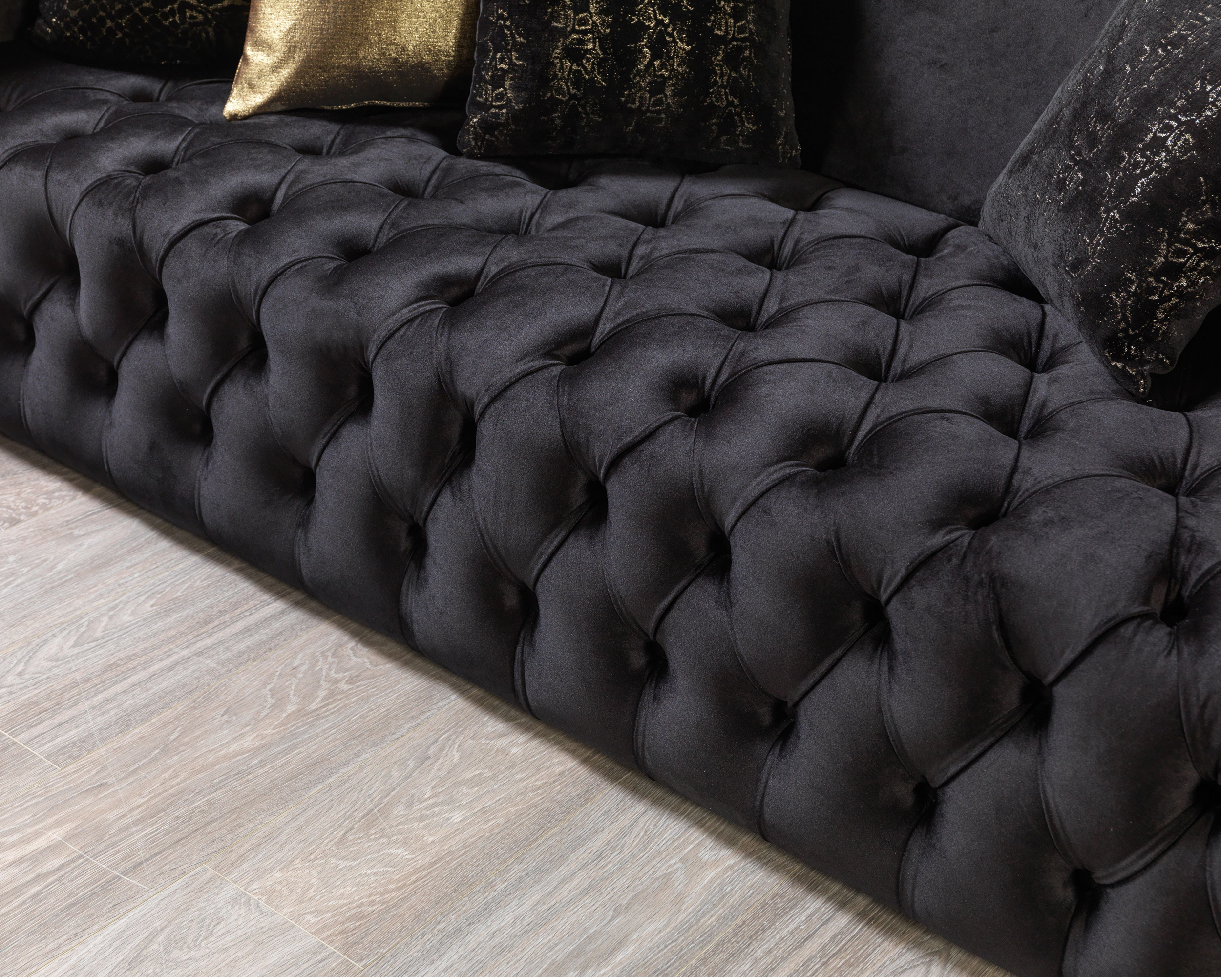 Nova Fanci Velvet Sofa & Loveseat - Black
