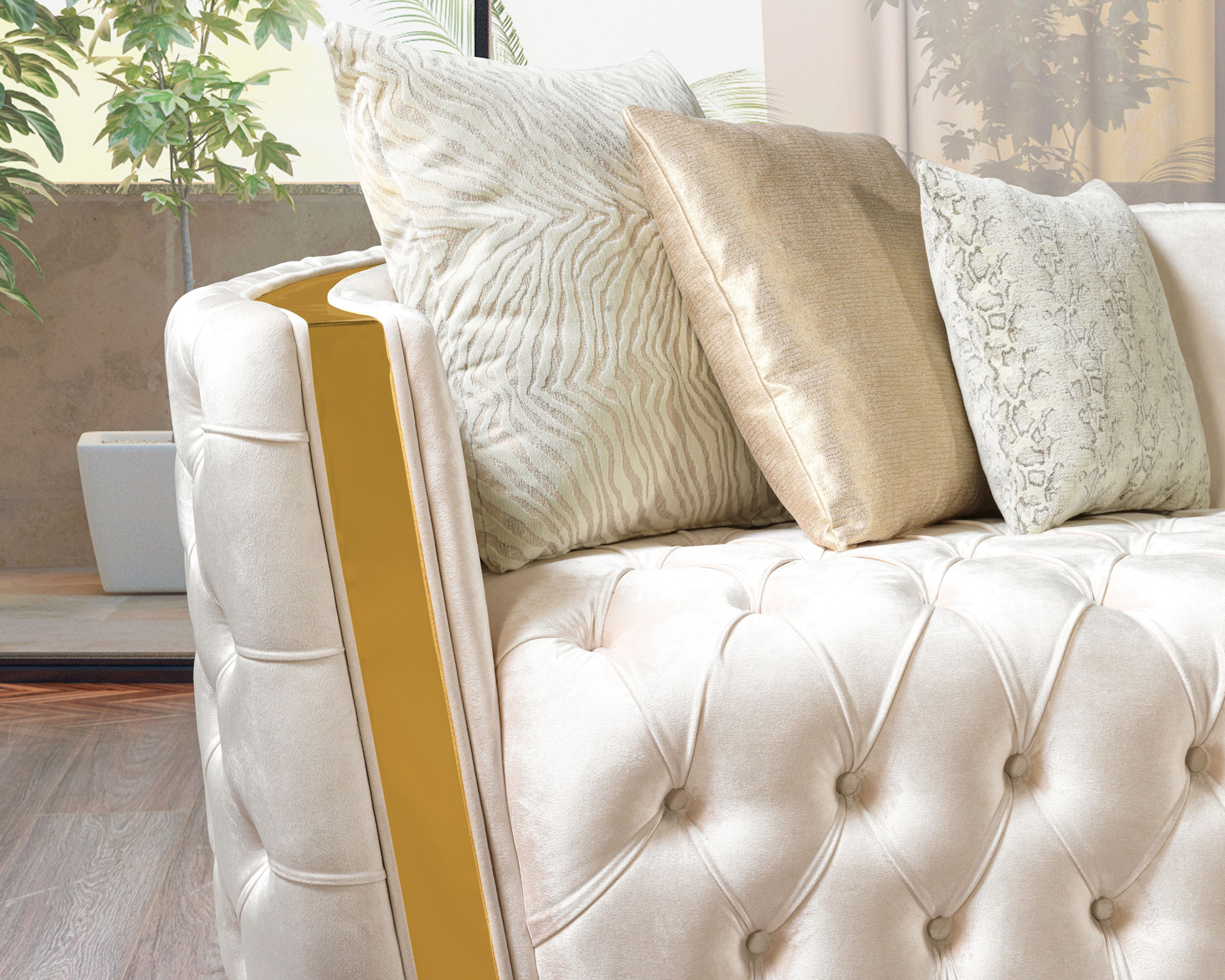 Nova Fanci Velvet Sofa & Loveseat - Ivory