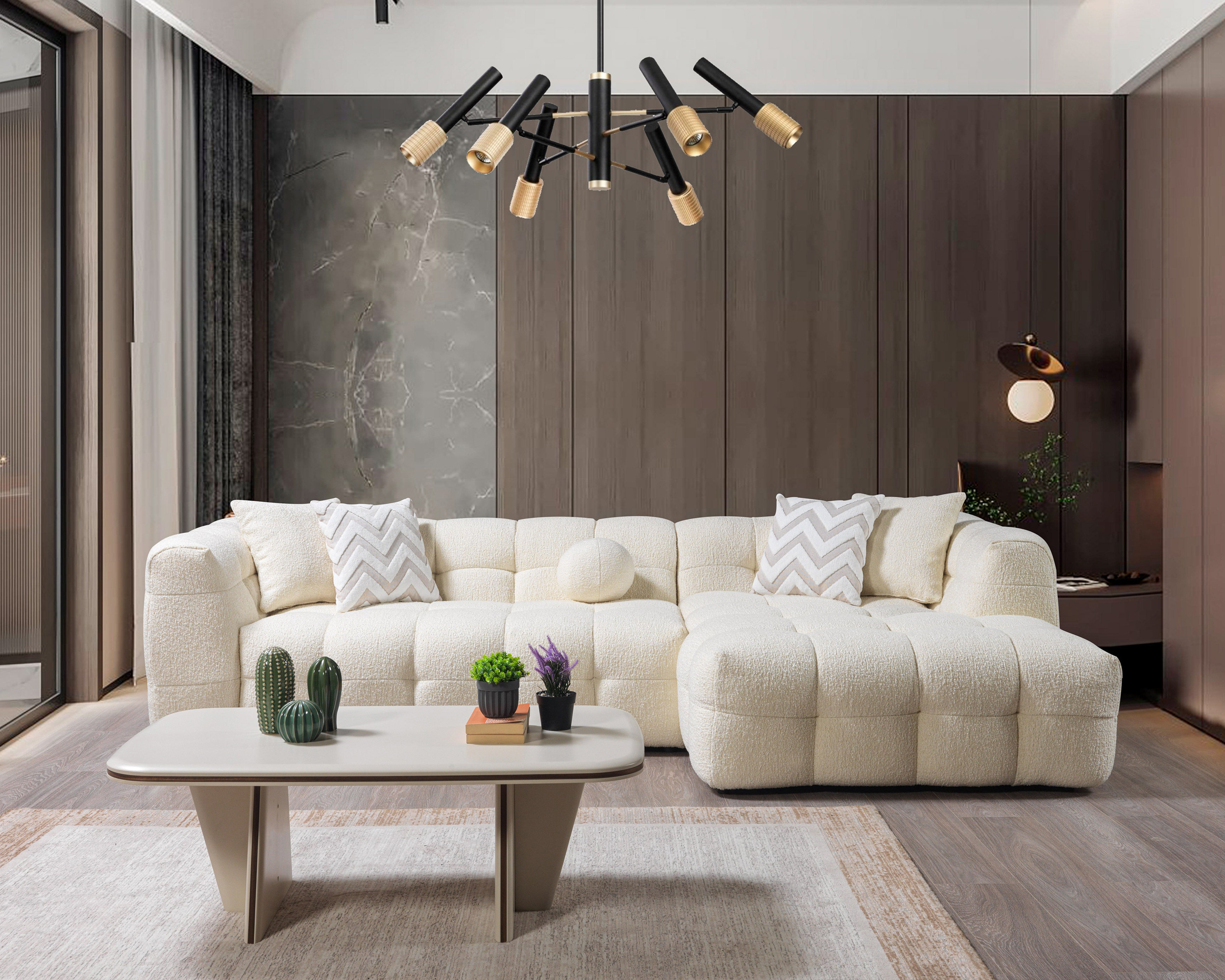 Nova Ivy Ivory Boucle RAF 110" Sectional
