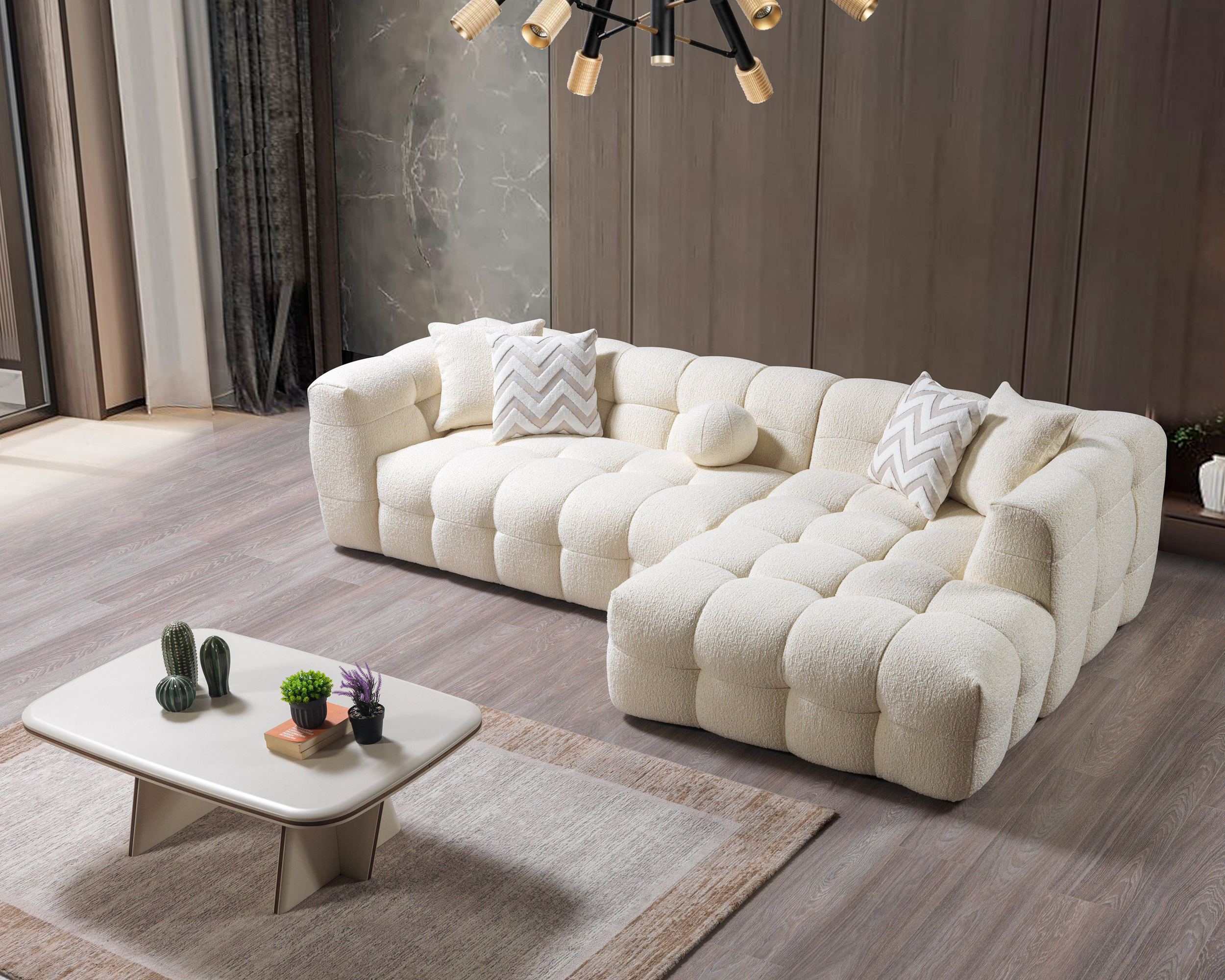 Nova Ivy Ivory Boucle RAF 110" Sectional