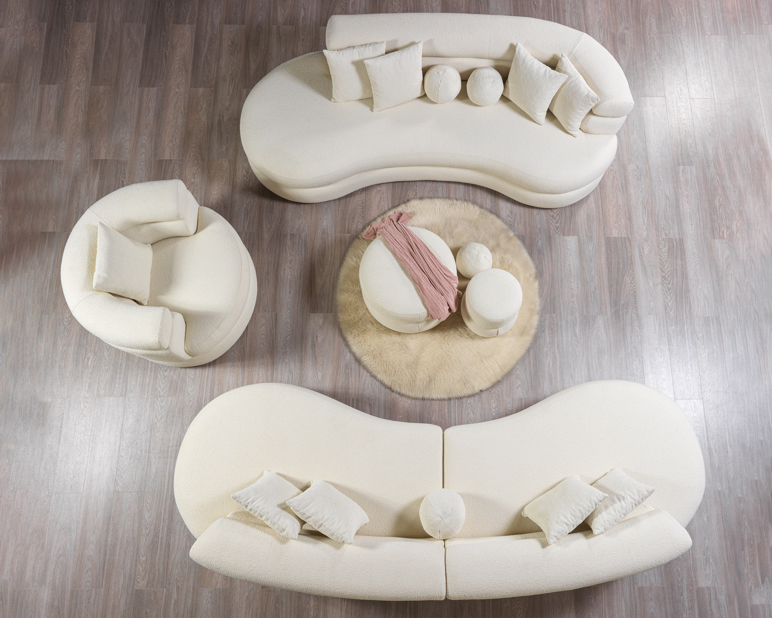 Nova - Larissa Ivory Boucle Curved Sectional