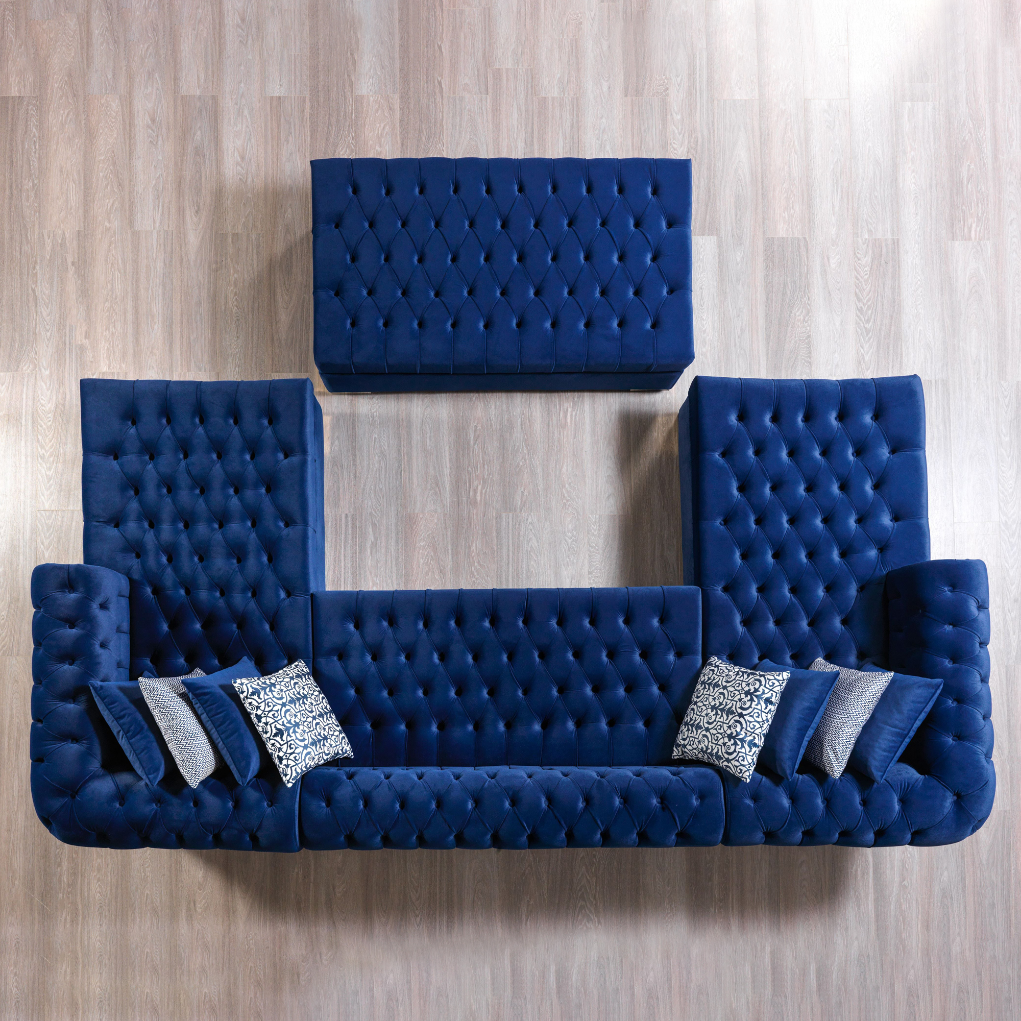 Nova - Lauren Navy Velvet Double Chaise 136" Sectional