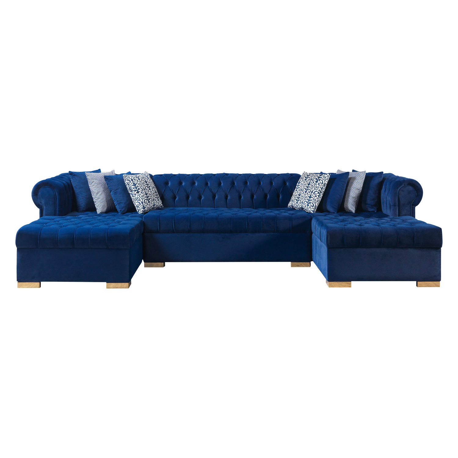 Nova - Lauren Navy Velvet Double Chaise 136" Sectional