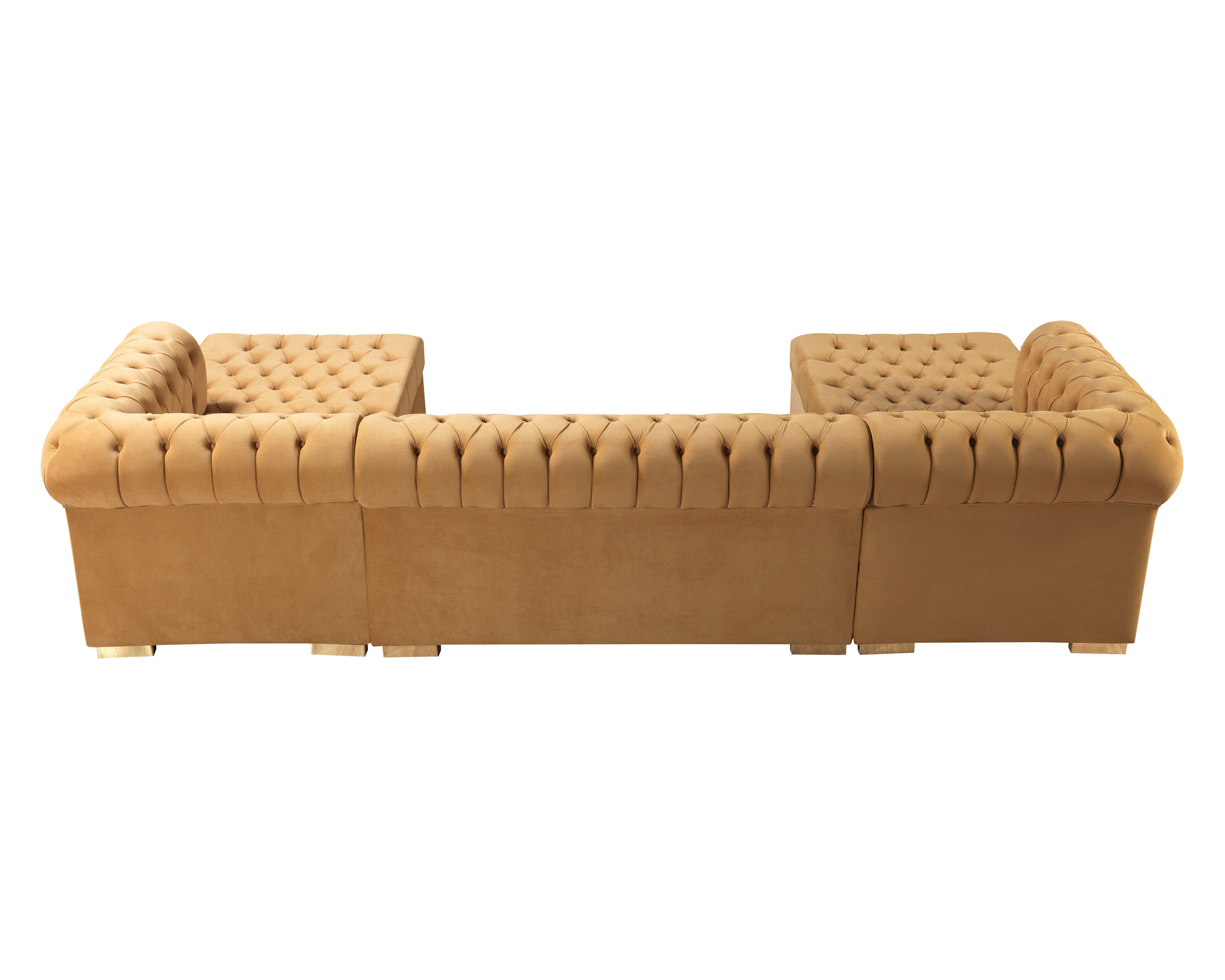 Nova Lauren Velvet Double Chaise Sectional - Mustard