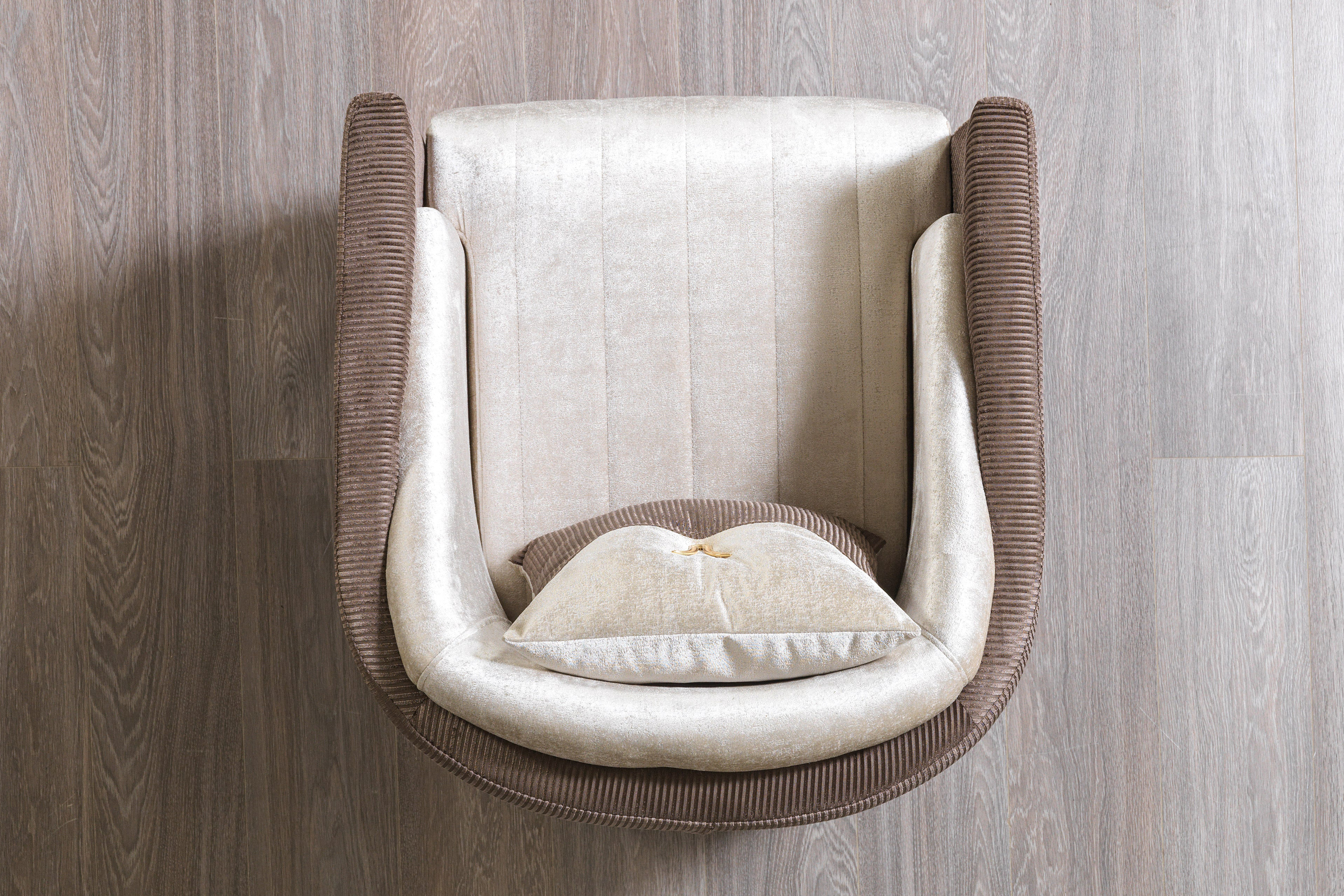 Nova Leina Velvet Chair - Ivory-Coffee