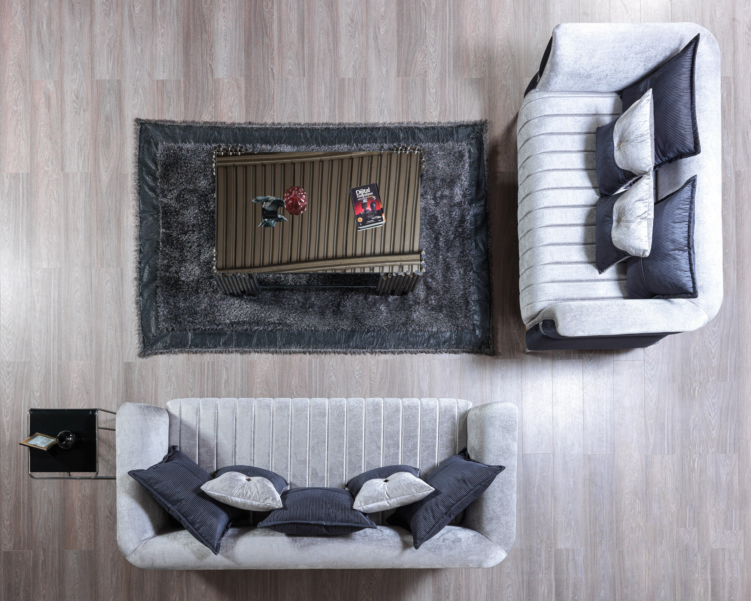 Nova Leina Velvet Sofa & Loveseat - Silver-Gray