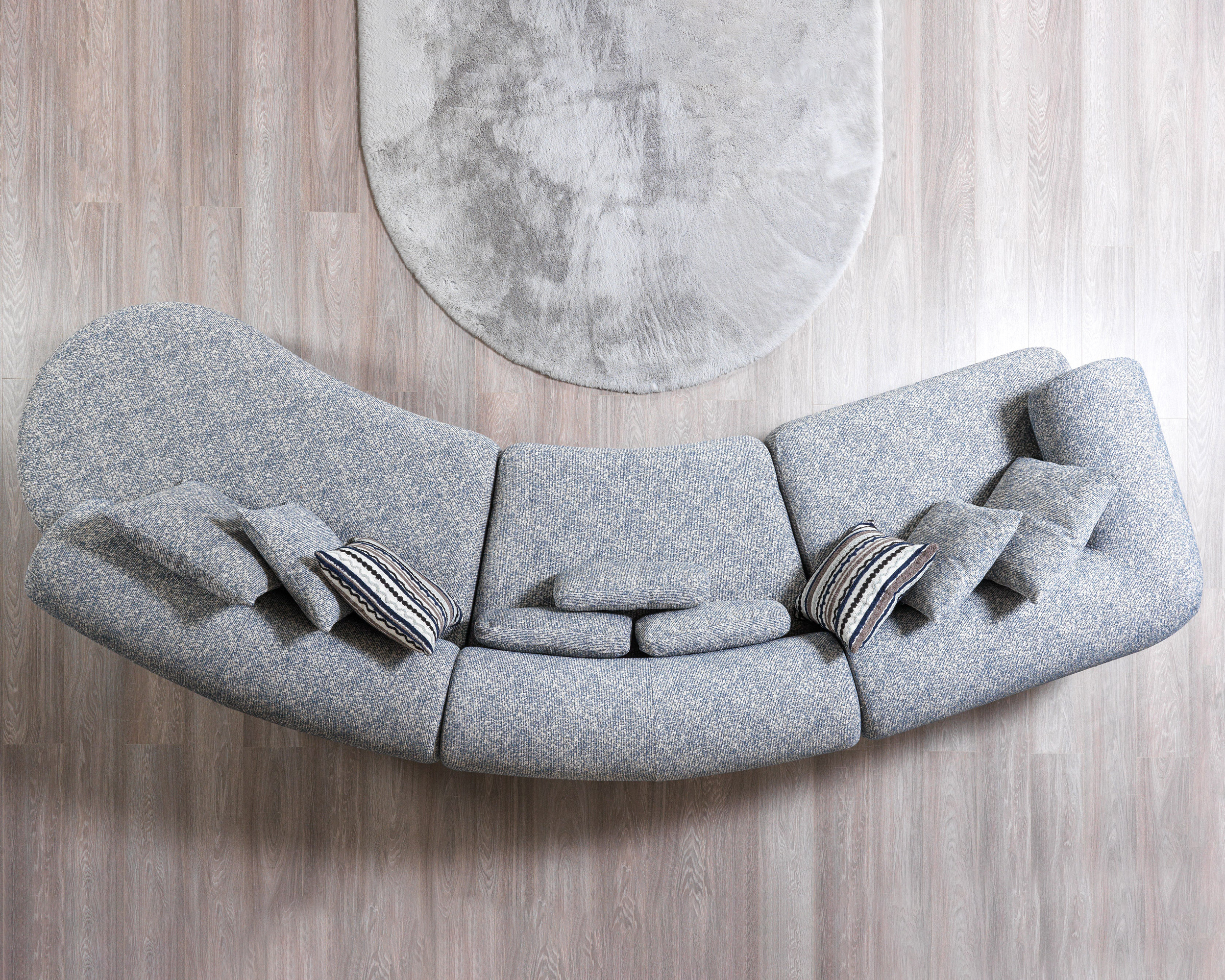 Nova Lena Blue Boucle 3-Piece Curved 145" Sectional