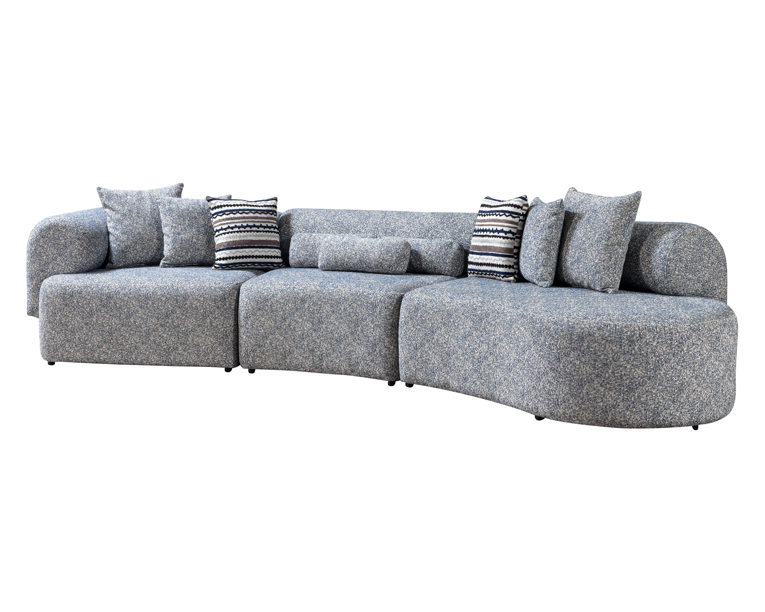 Nova Lena Blue Boucle 3-Piece Curved 145" Sectional