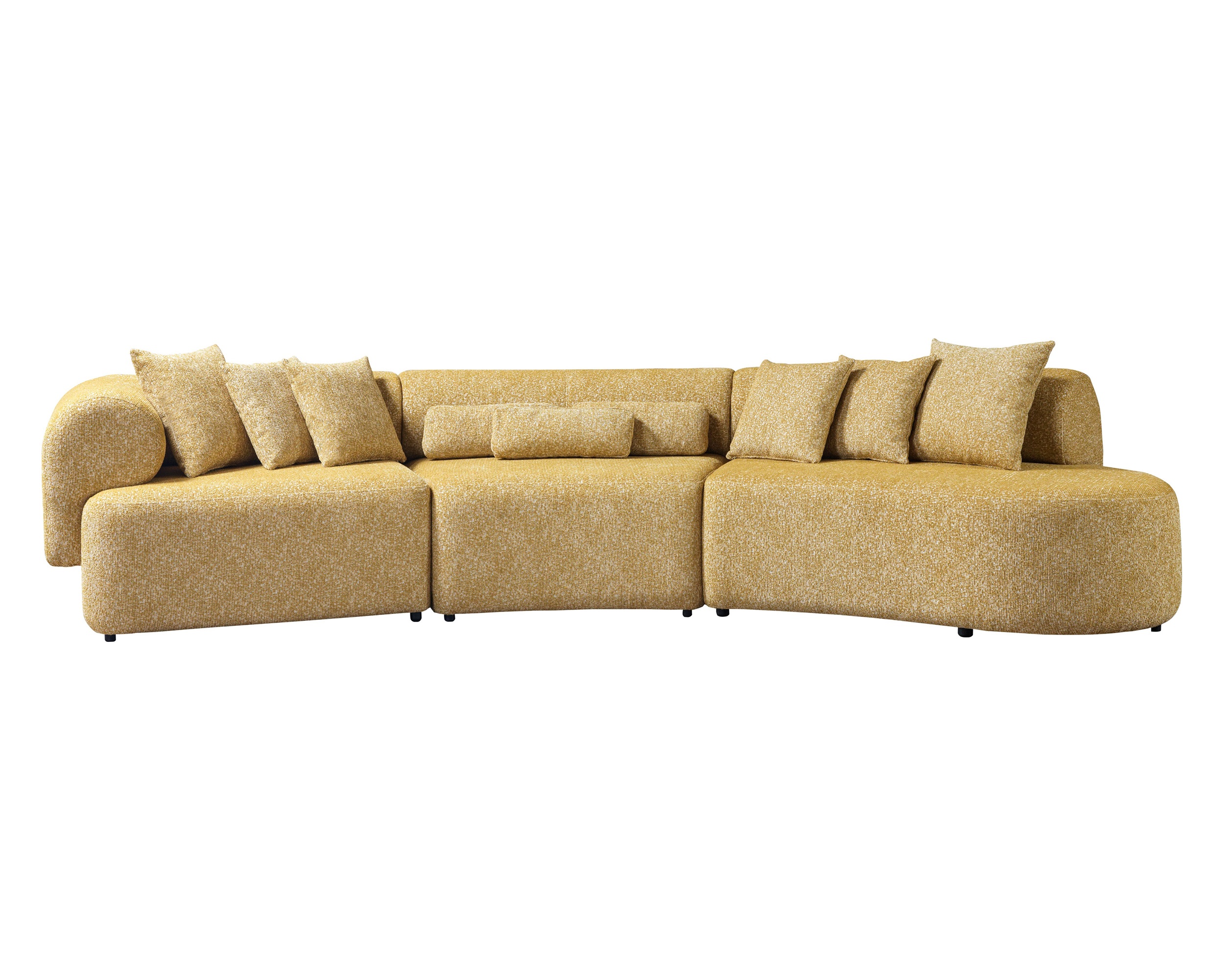 Nova Lena Mustard Boucle 3-Piece Curved 145" Sectional