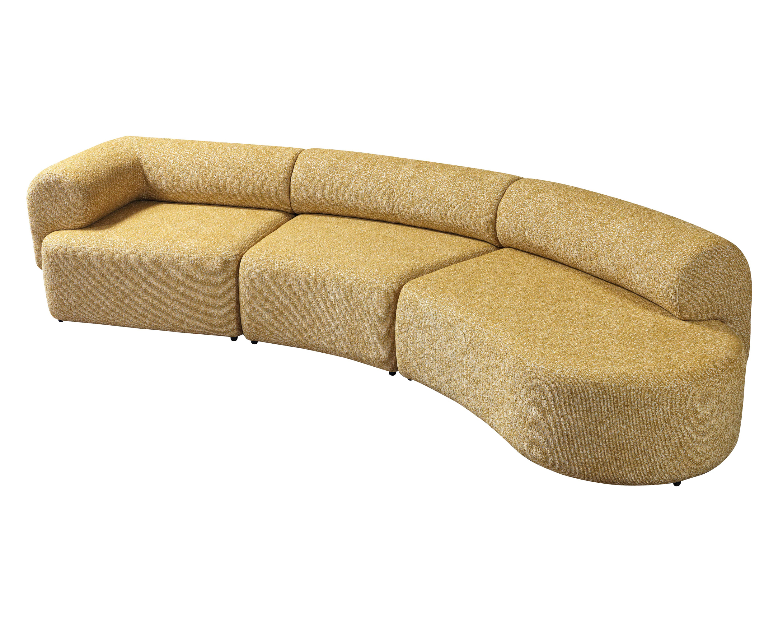 Nova Lena Mustard Boucle 3-Piece Curved 145" Sectional