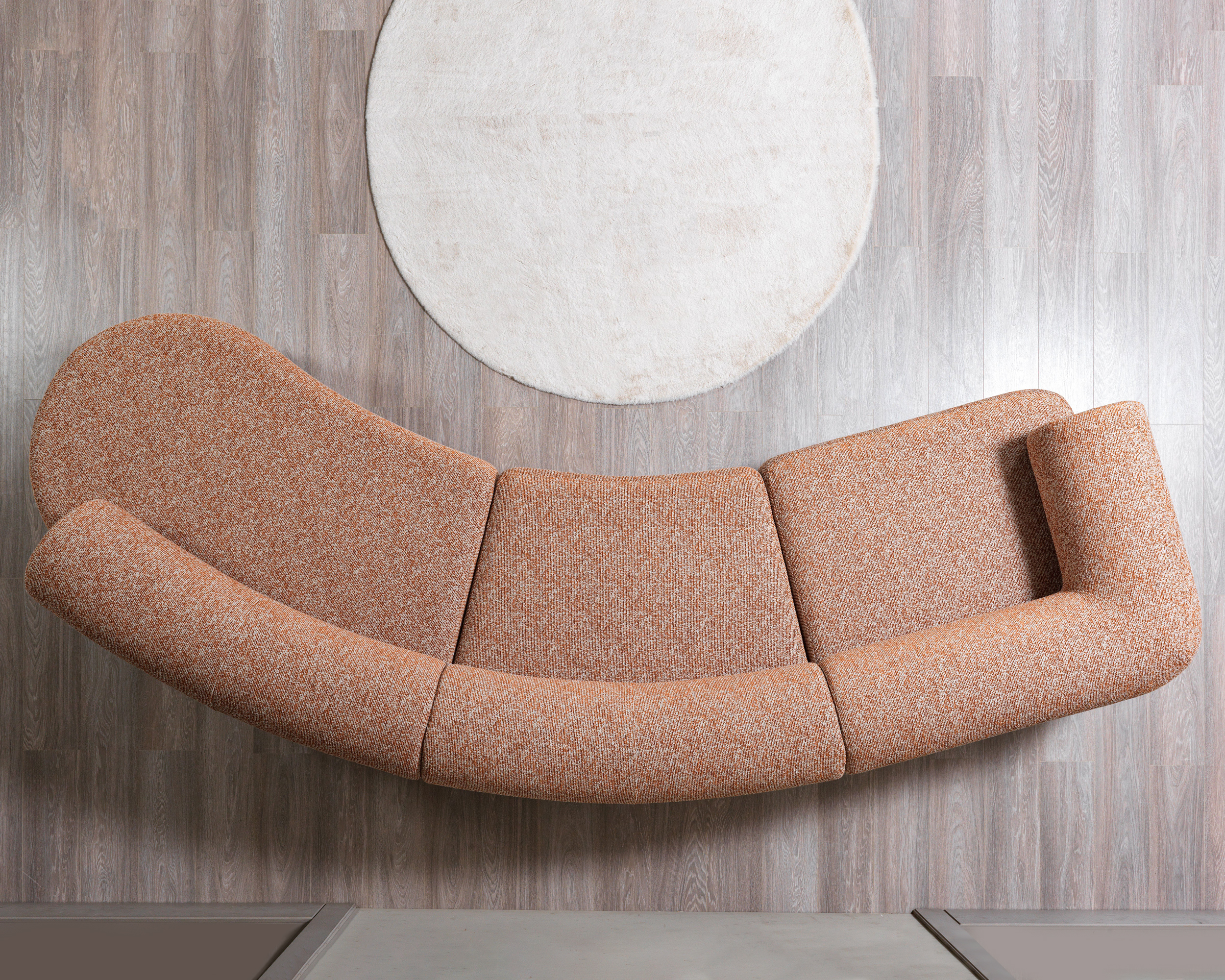 Nova Lena Orange Boucle 3-Piece Curved 145" Sectional