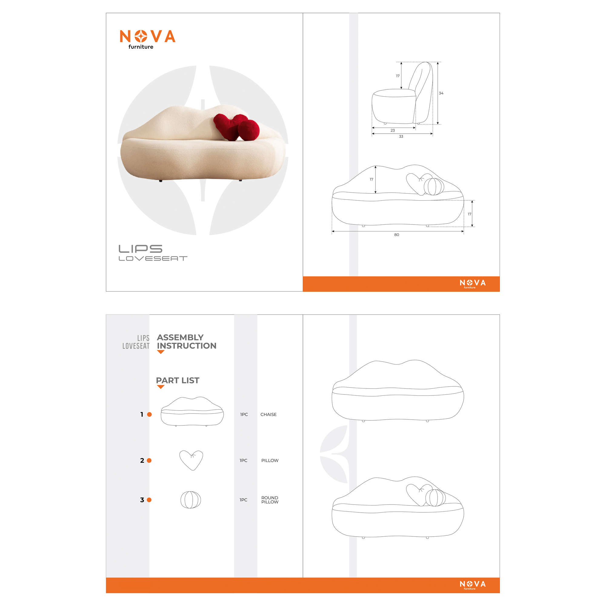 Nova - Lips Maroon Velvet Loveseat 81"