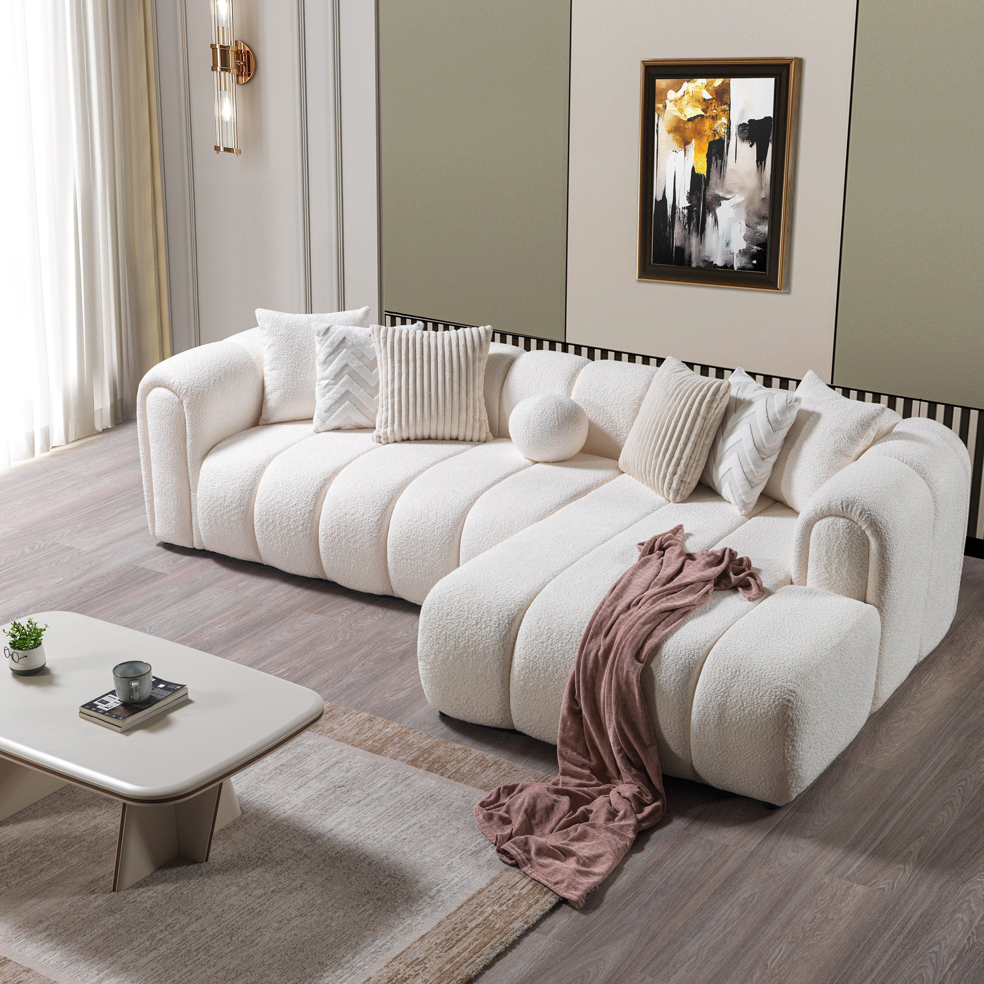 Nova - Lis Ivory Boucle RAF 115" Sectional
