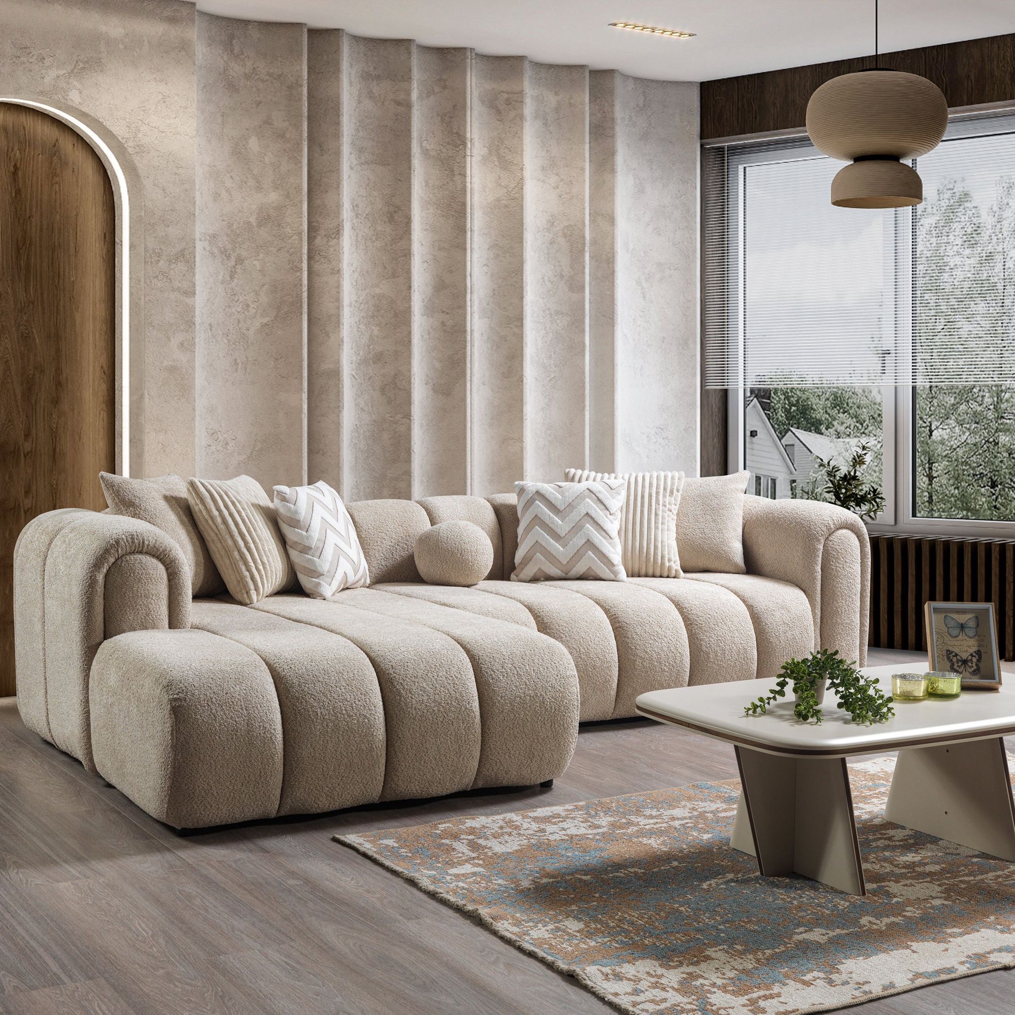Nova - Lis Sand Boucle LAF 115" Sectional