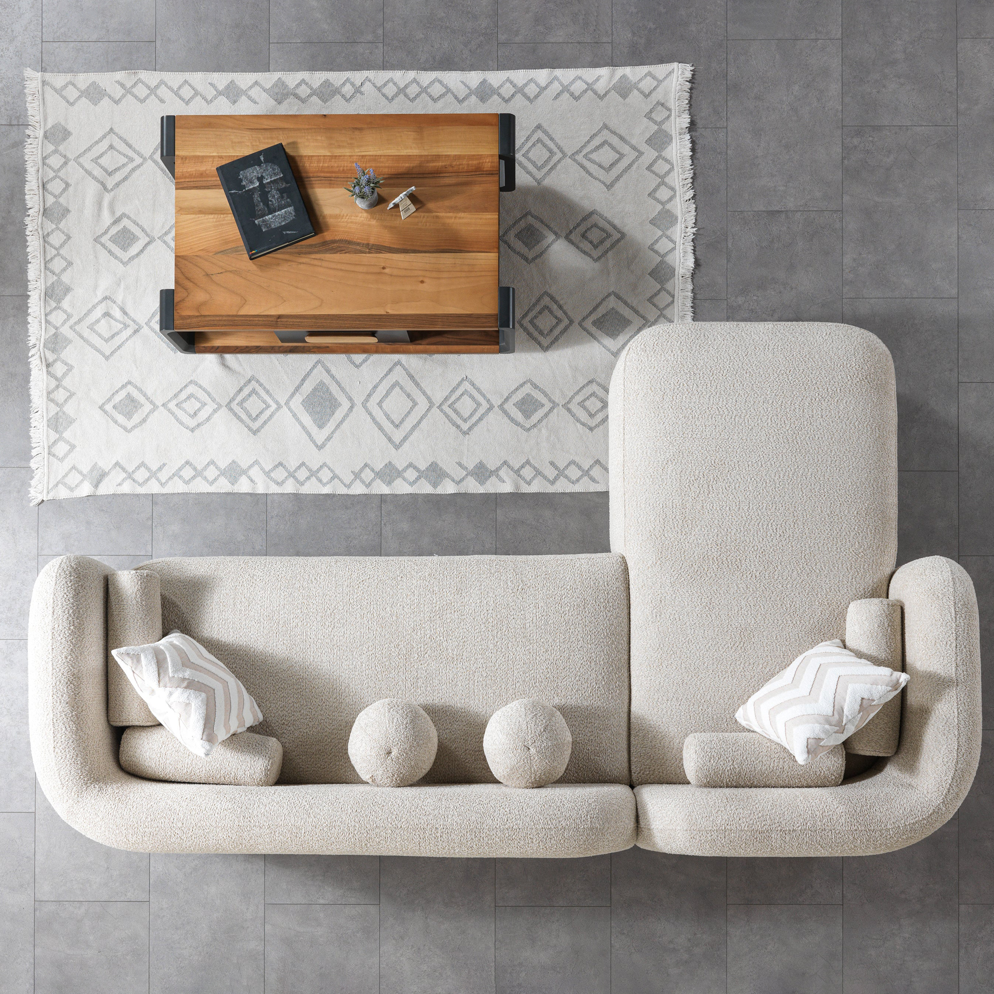 Nova Liva Sand Boucle LAF 110" Sectional