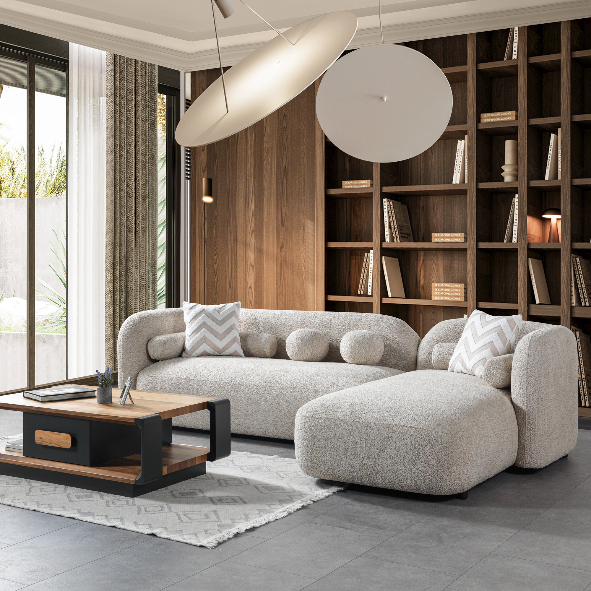 Nova Liva Sand Boucle RAF 110" Sectional