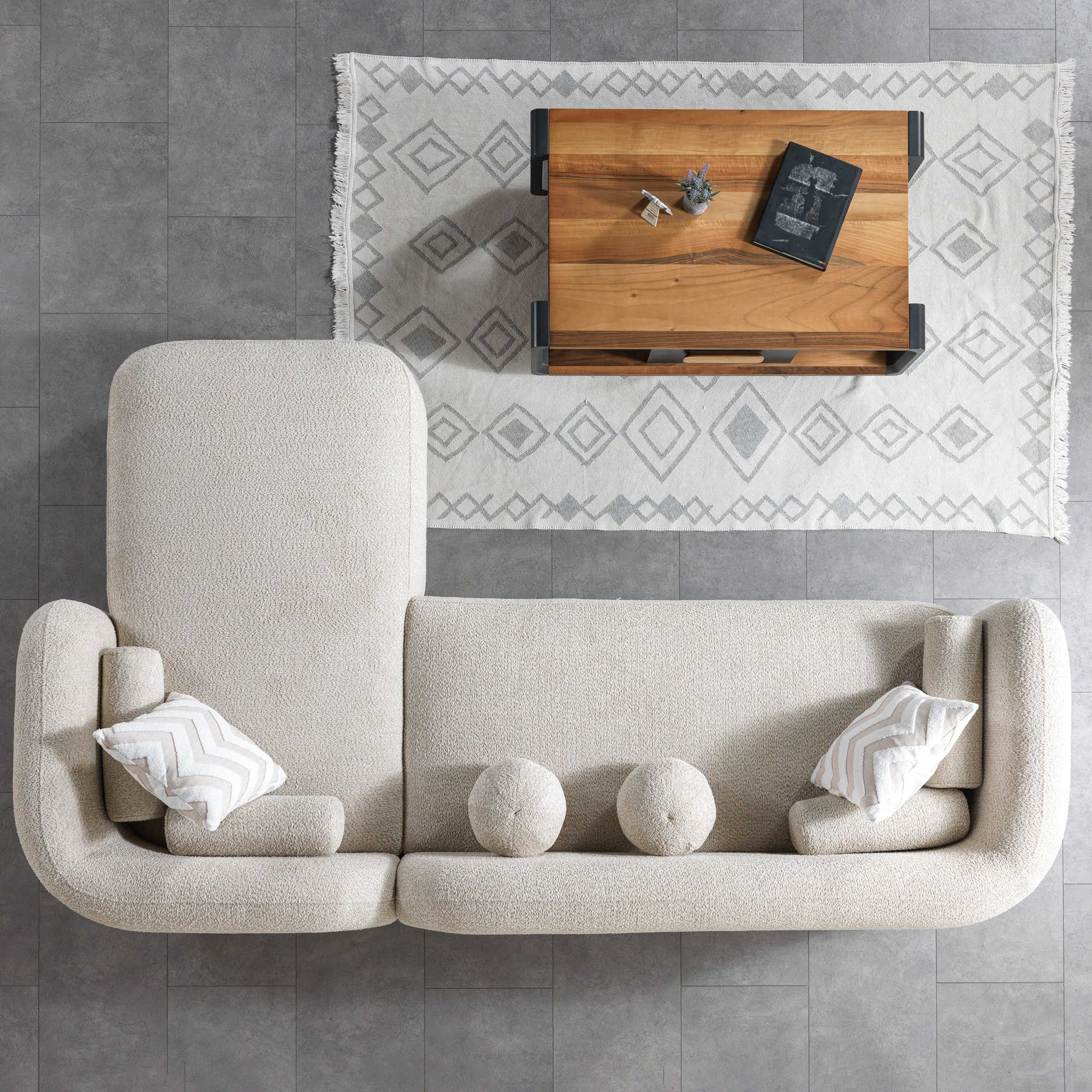 Nova Liva Sand Boucle RAF 110" Sectional