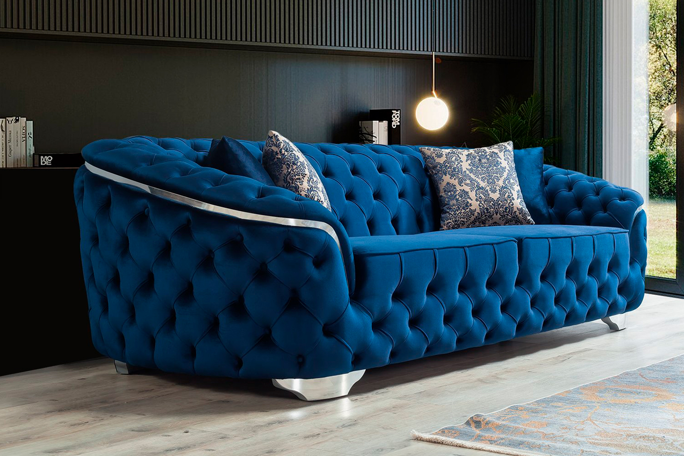 Nova Lupino Velvet Sofa & Loveseat - Blue