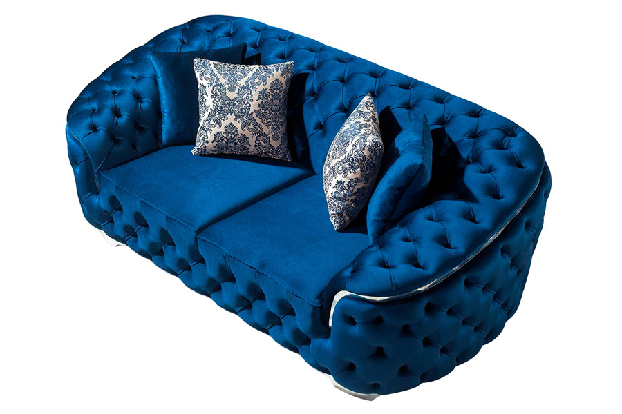 Nova Lupino Velvet Sofa & Loveseat - Blue