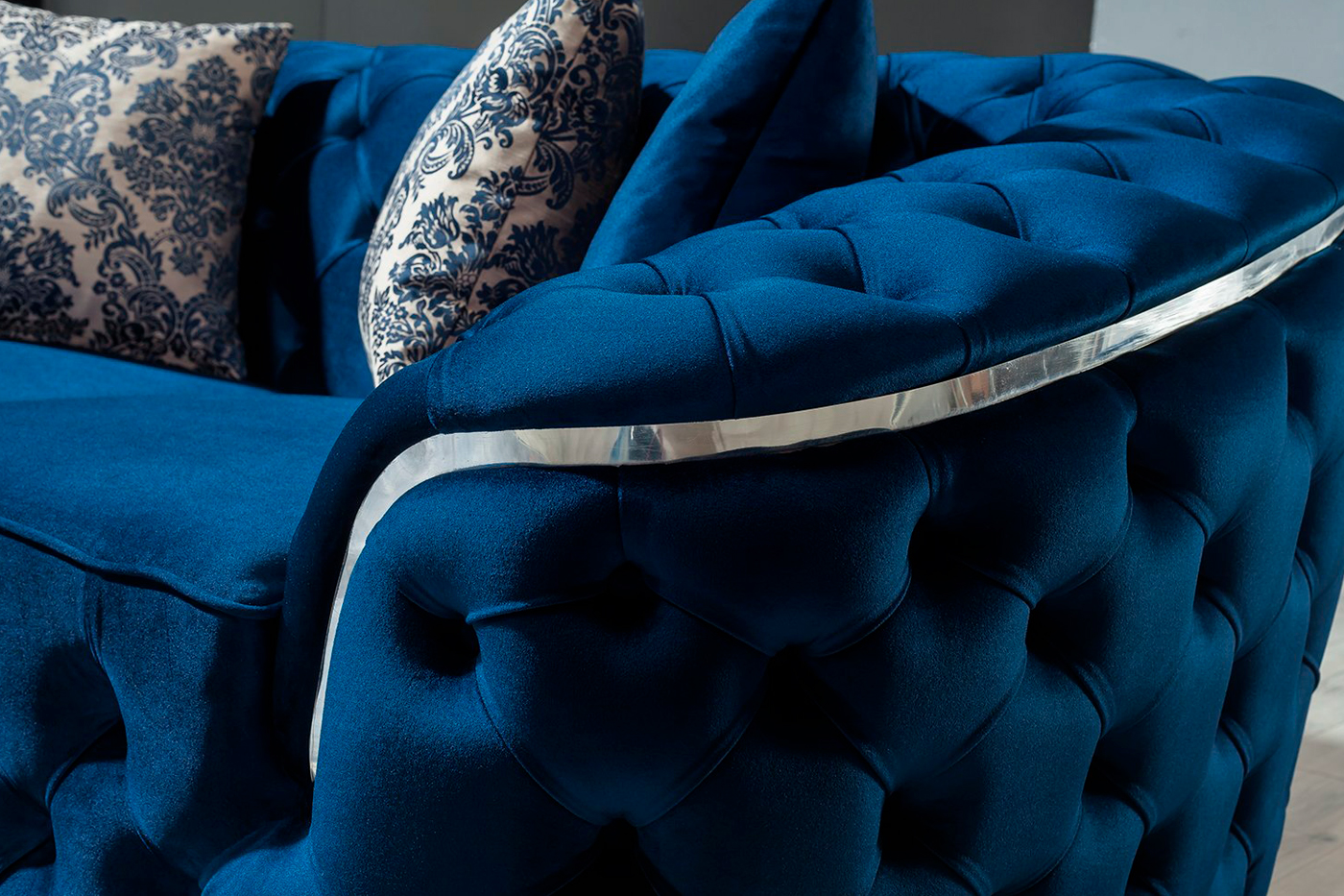 Nova Lupino Velvet Sofa & Loveseat - Blue
