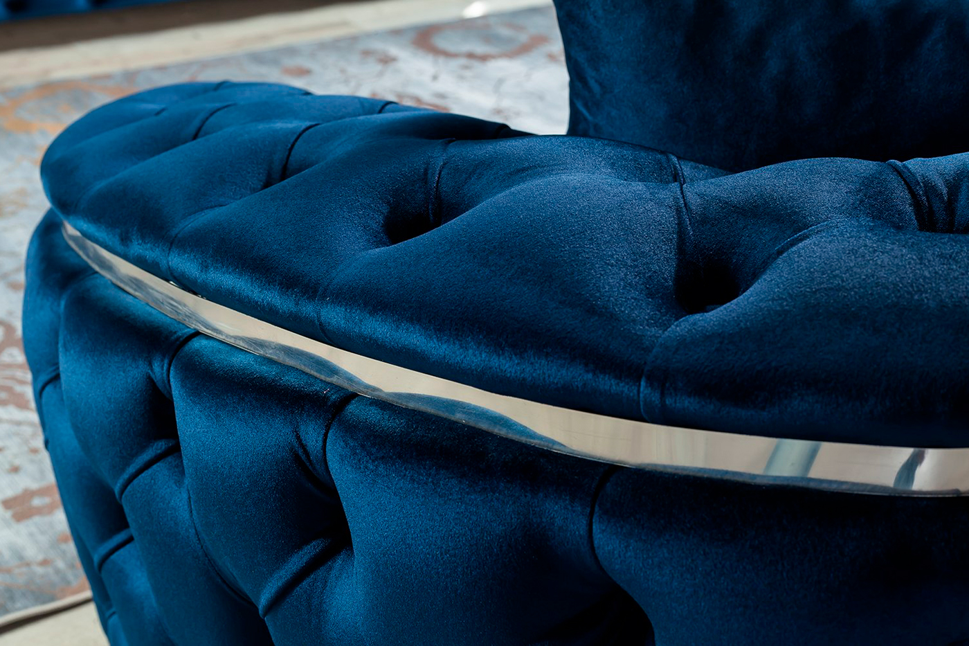 Nova Lupino Velvet Sofa & Loveseat - Blue