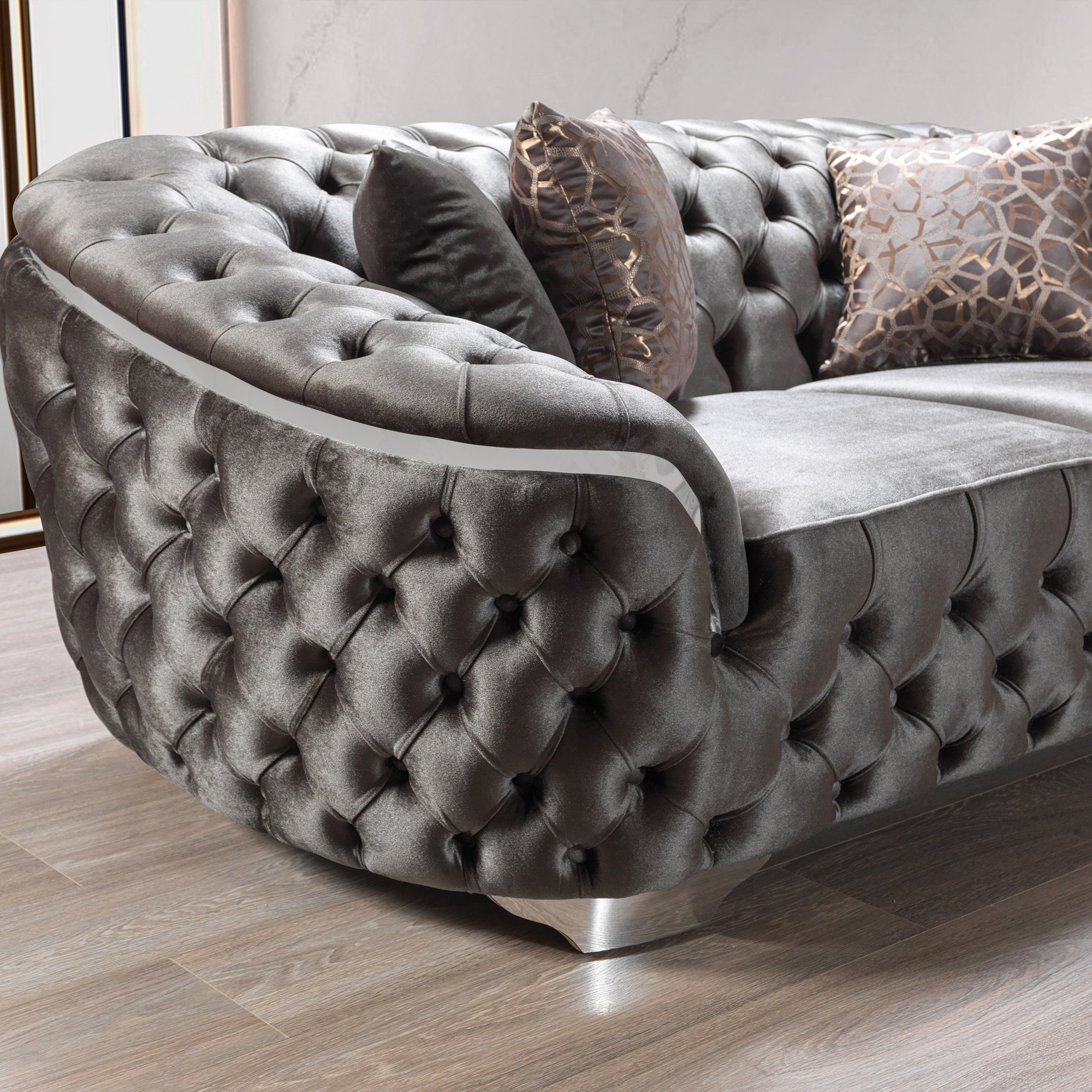 Nova - Lupino Gray Velvet Sofa 95" & Loveseat 82"