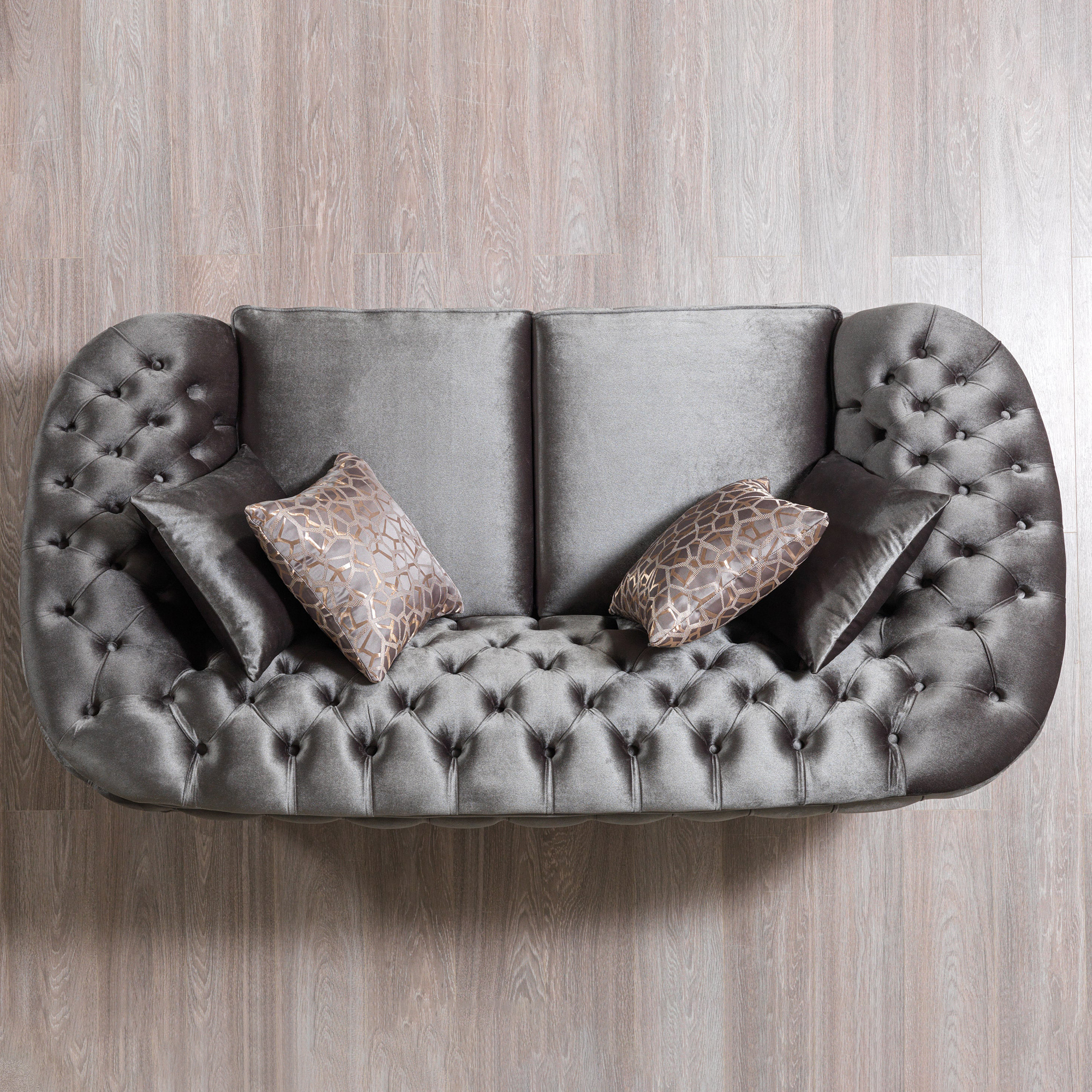 Nova - Lupino Gray Velvet Sofa 95" & Loveseat 82"