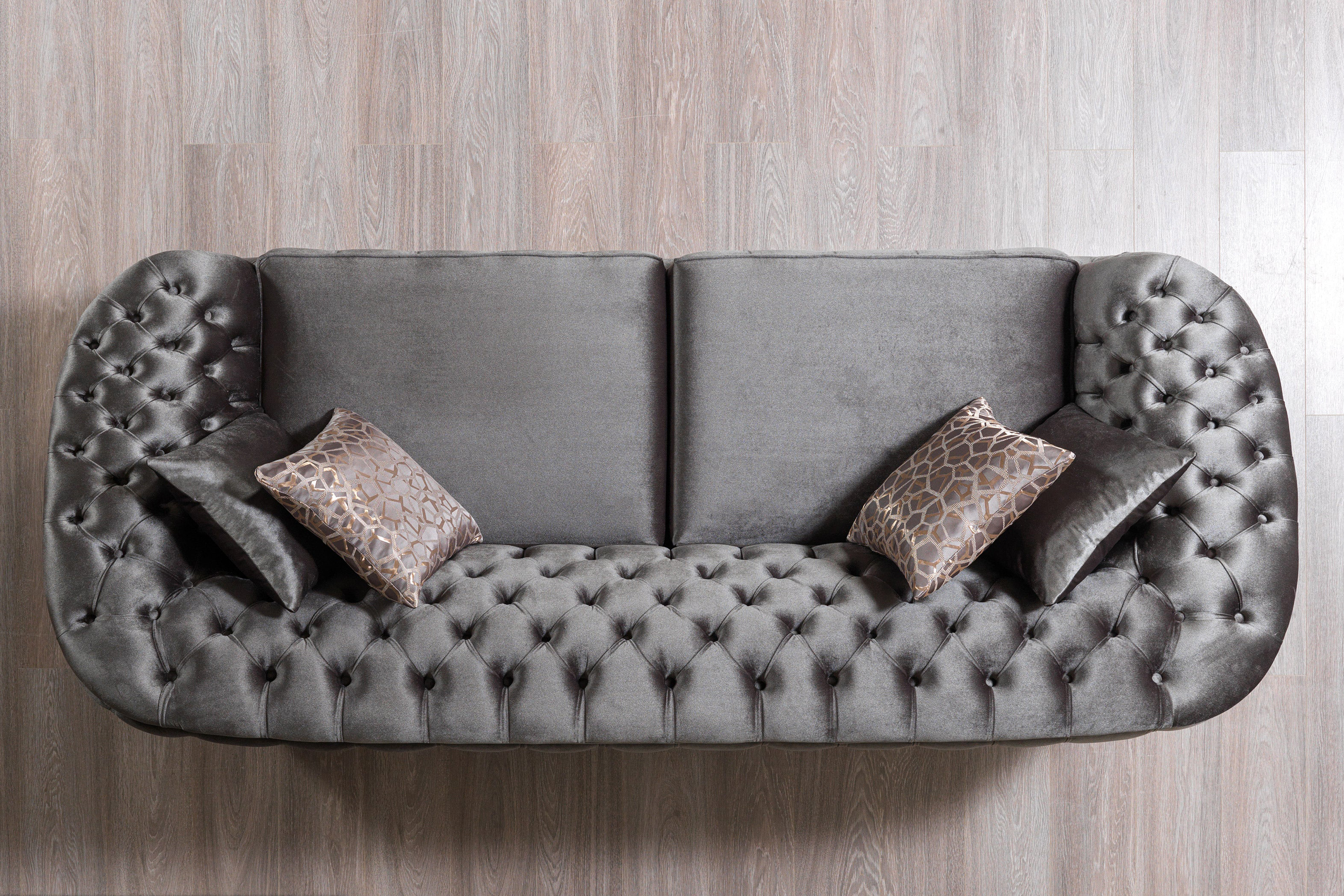 Nova - Lupino Gray Velvet Sofa 95" & Loveseat 82"