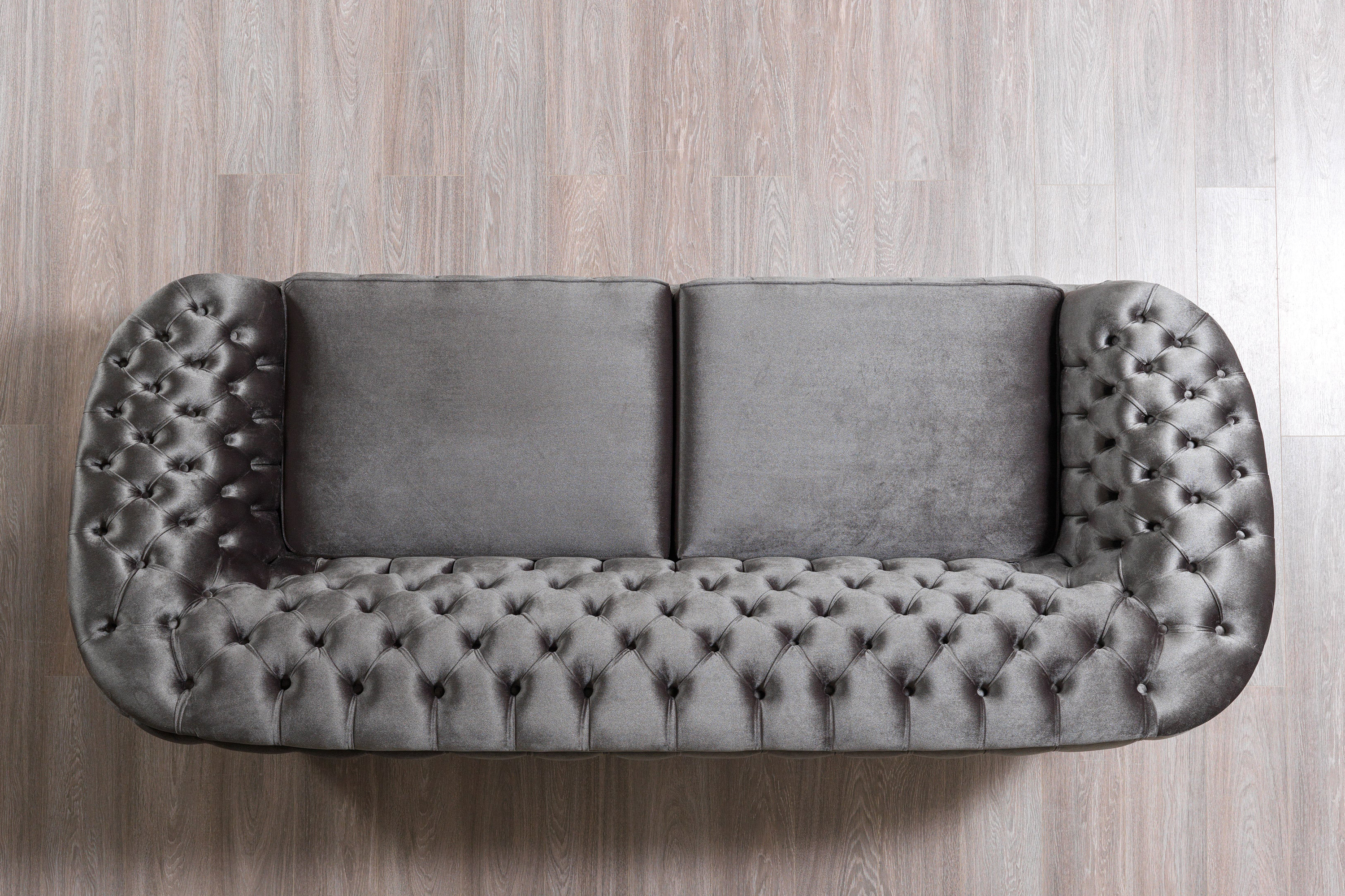 Nova - Lupino Gray Velvet Sofa 95" & Loveseat 82"