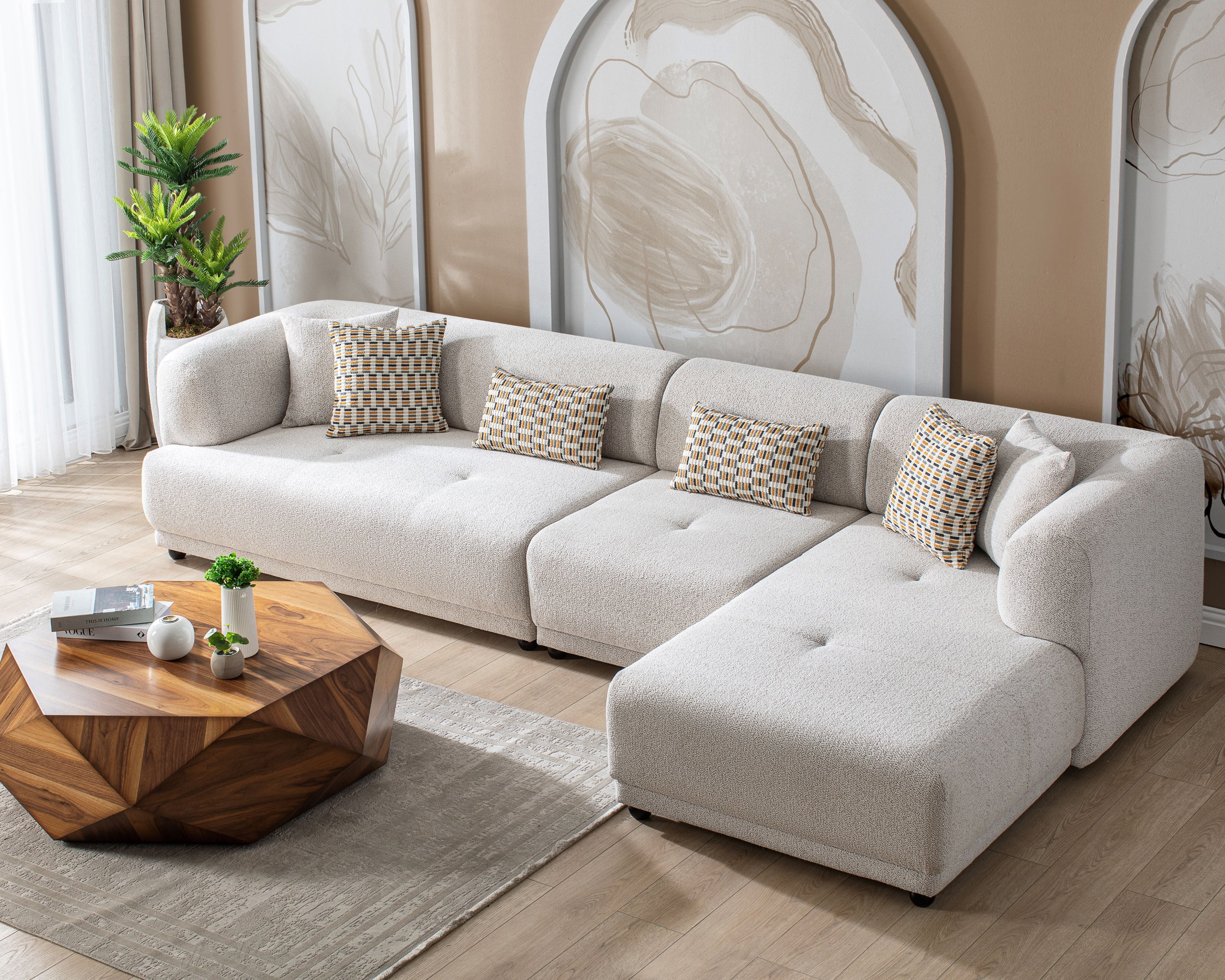Nova - Lyna Ivory 3 Pc 144" RAF Sectional
