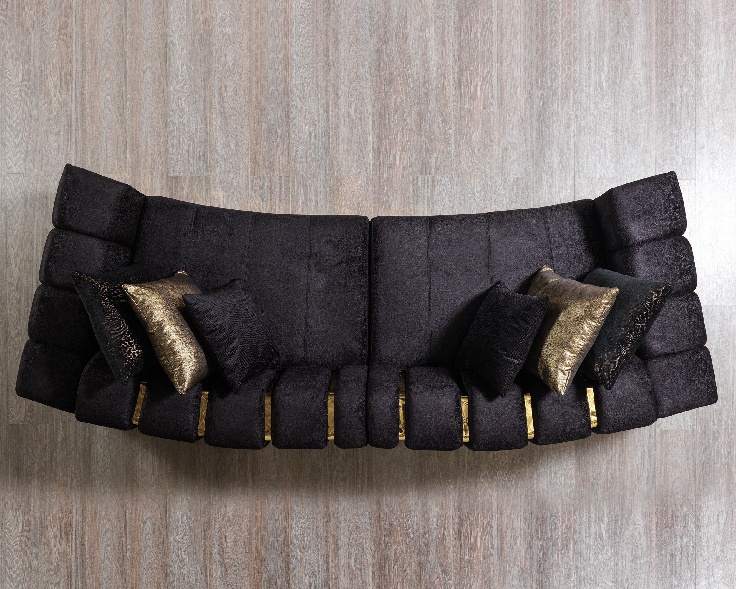 Nova Michelle Velvet Curved Sectional - Black