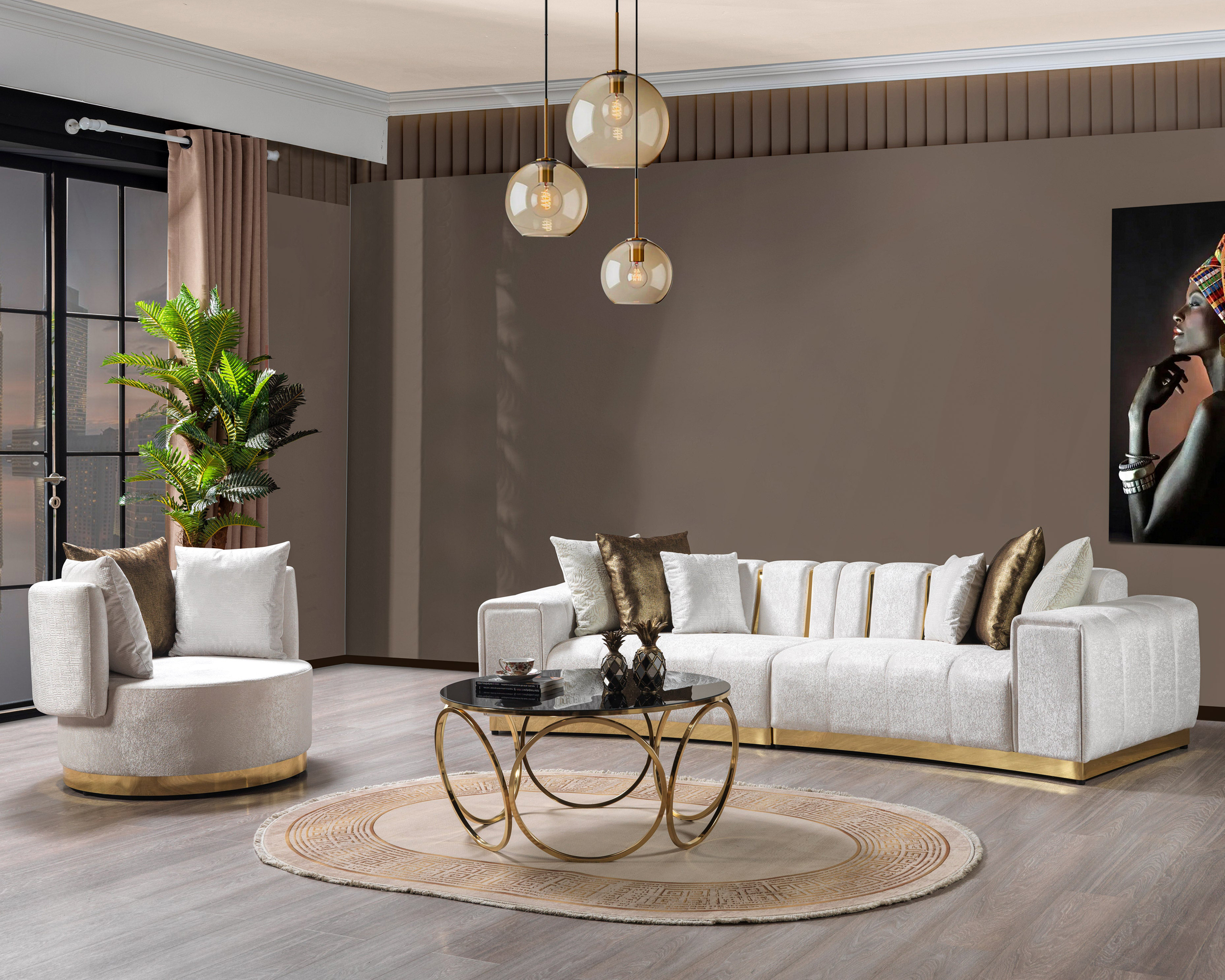 Nova Michelle Velvet Chair - Ivory