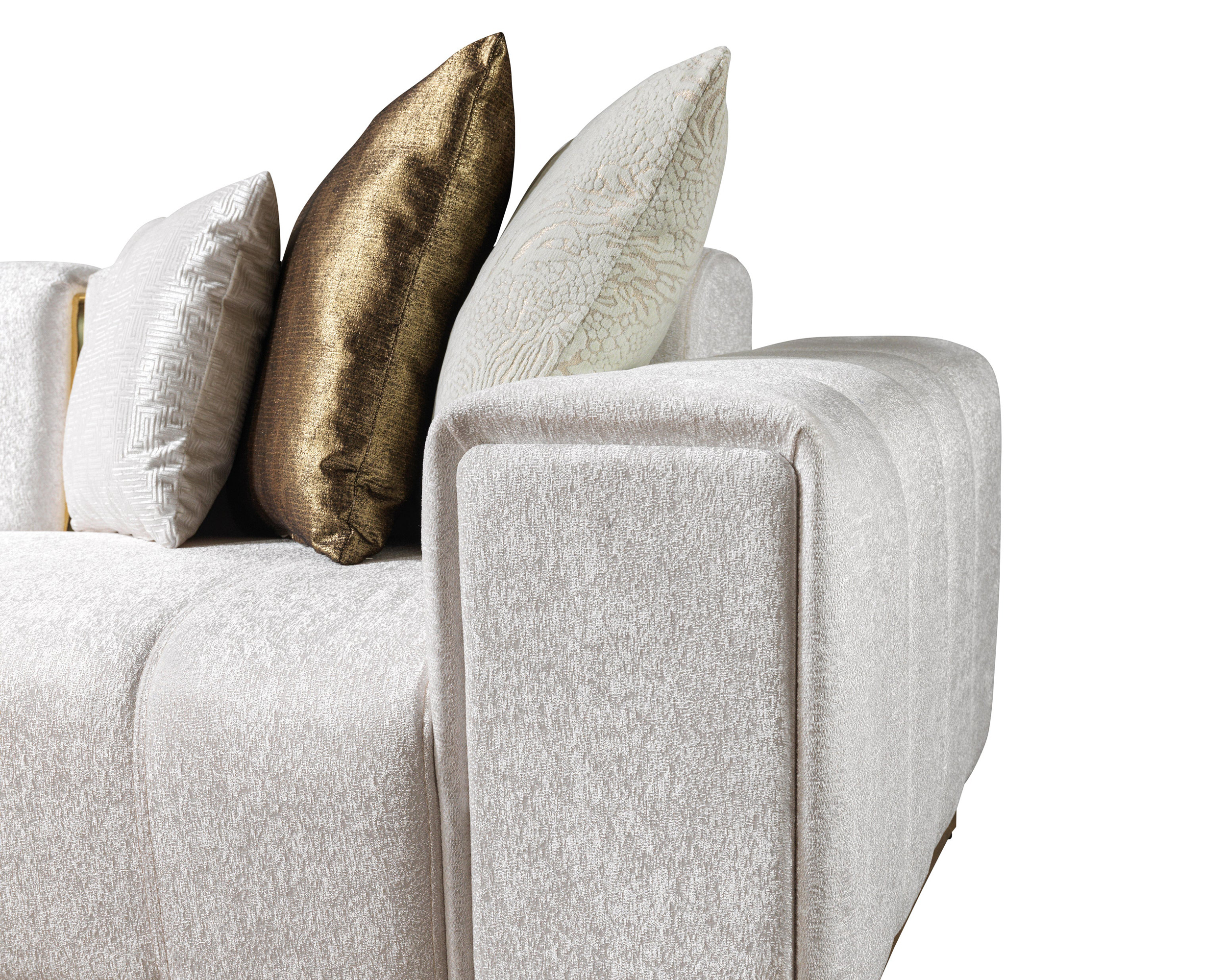 Nova Michelle Velvet Curved Sectional - Ivory