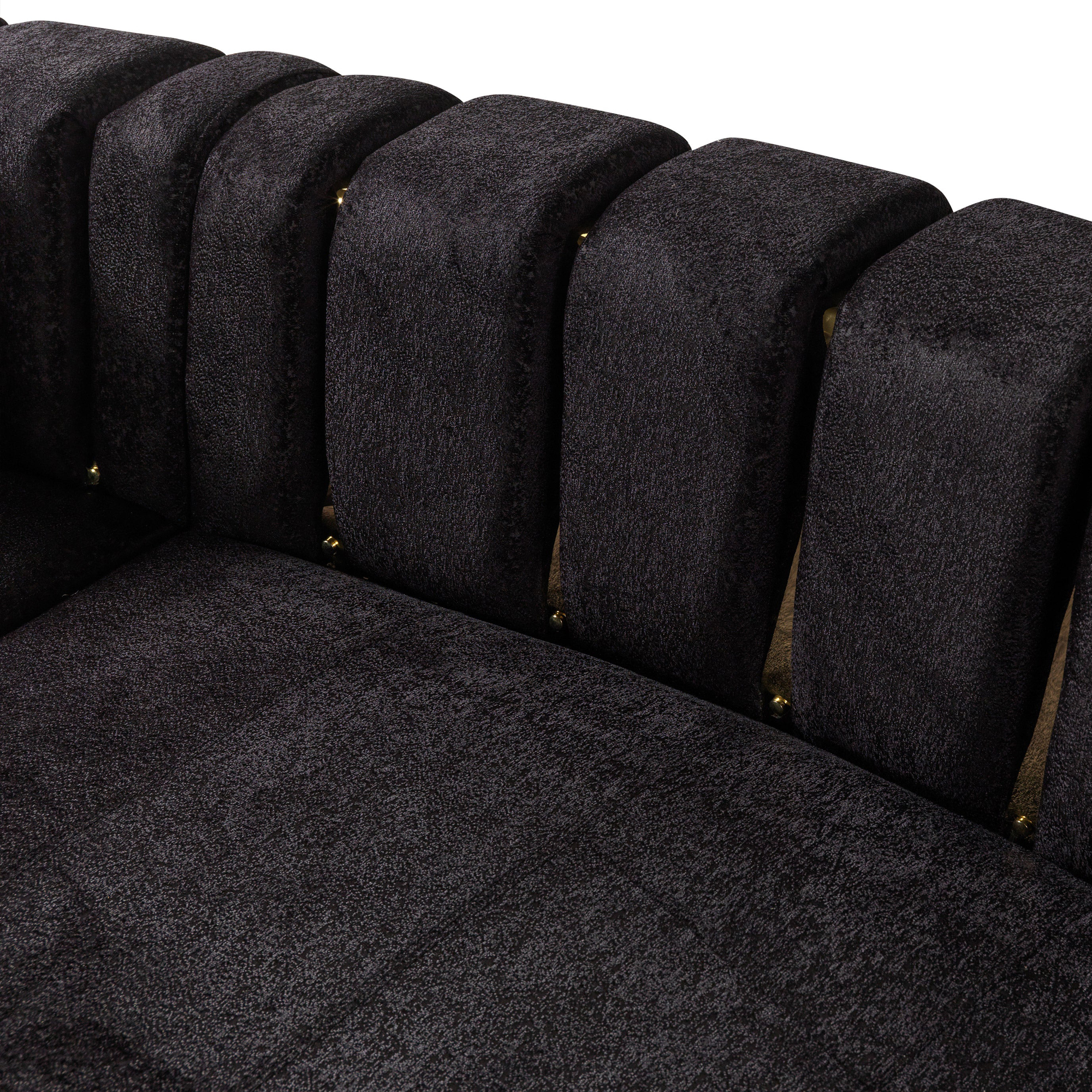 Nova Michelle Black Velvet 3-Piece Curved 165" Sectional