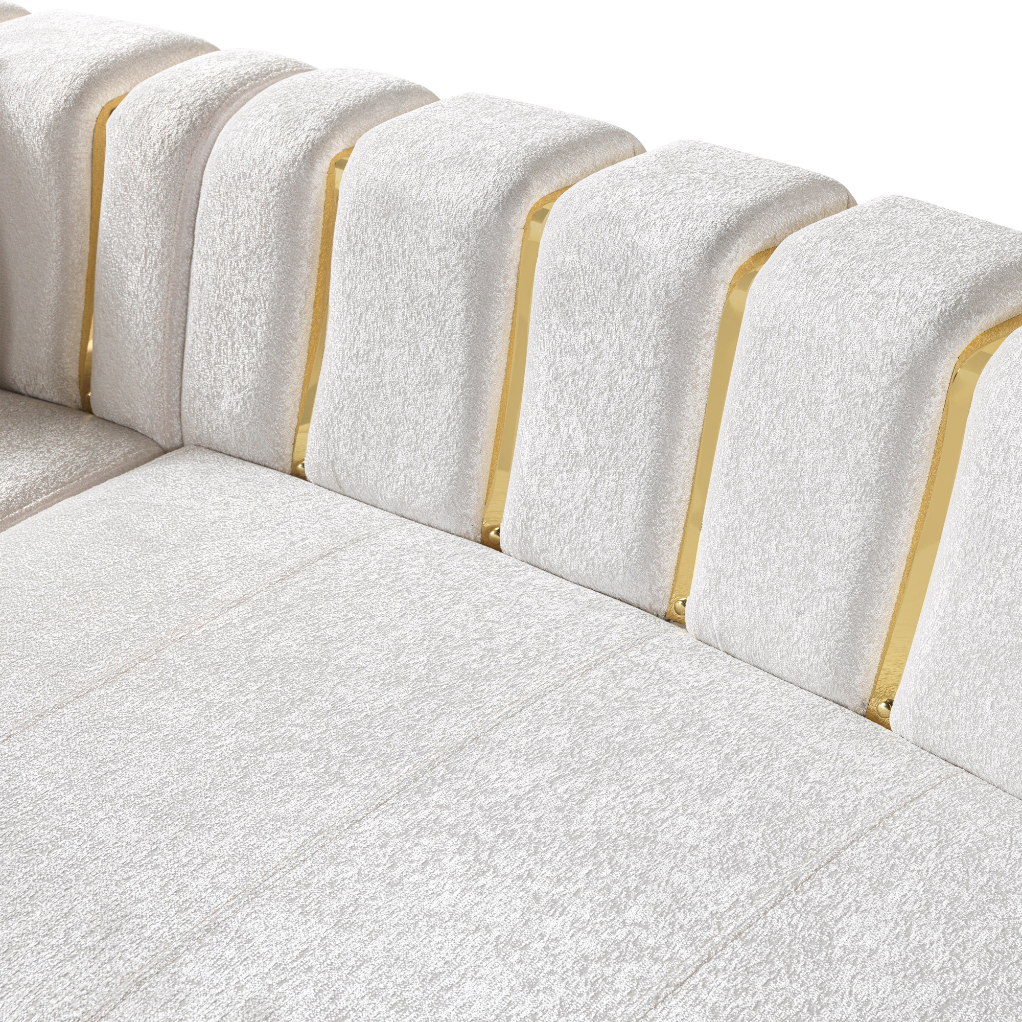 Nova Michelle Ivory Velvet 3-Piece Curved 165" Sectional