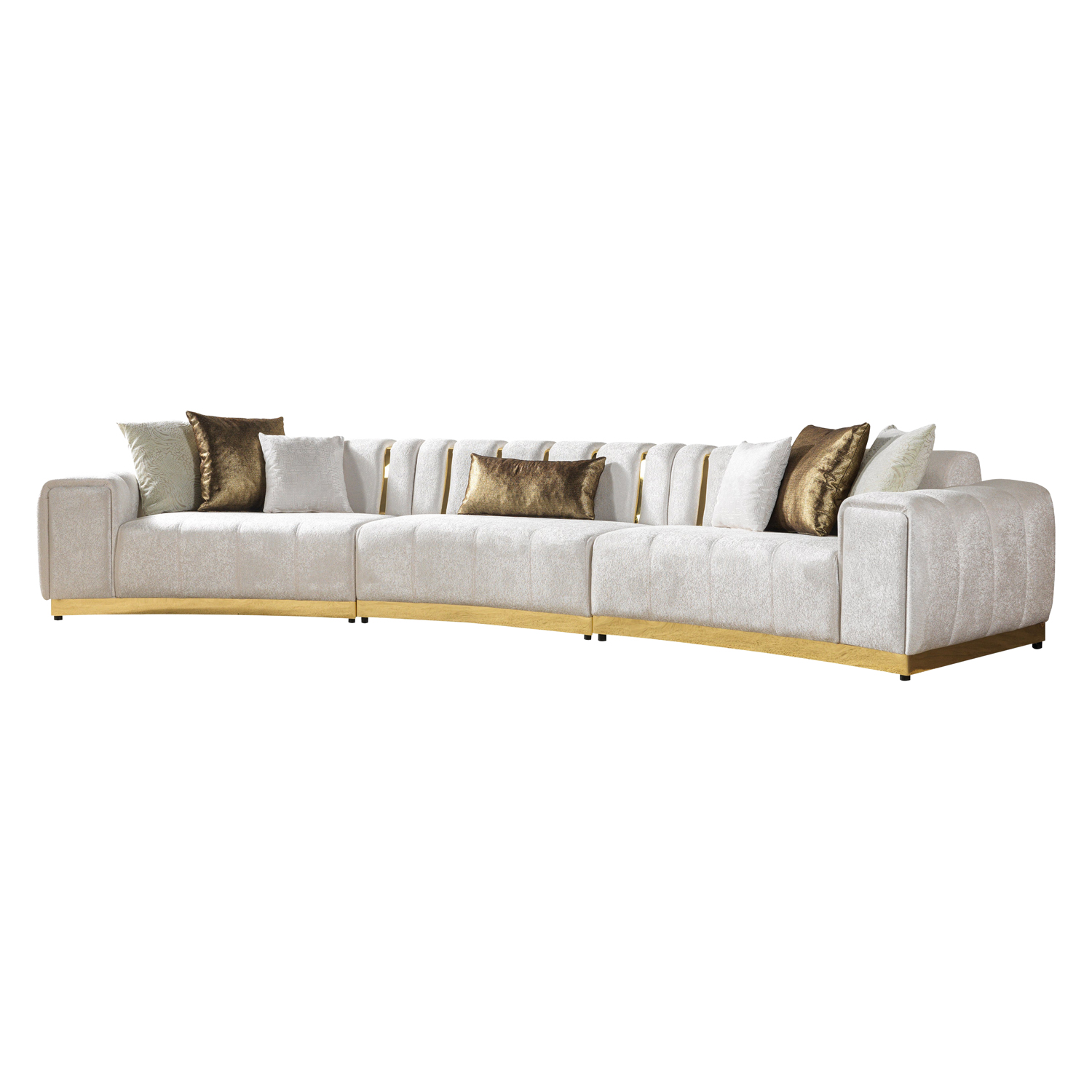 Nova Michelle Ivory Velvet 3-Piece Curved 165" Sectional