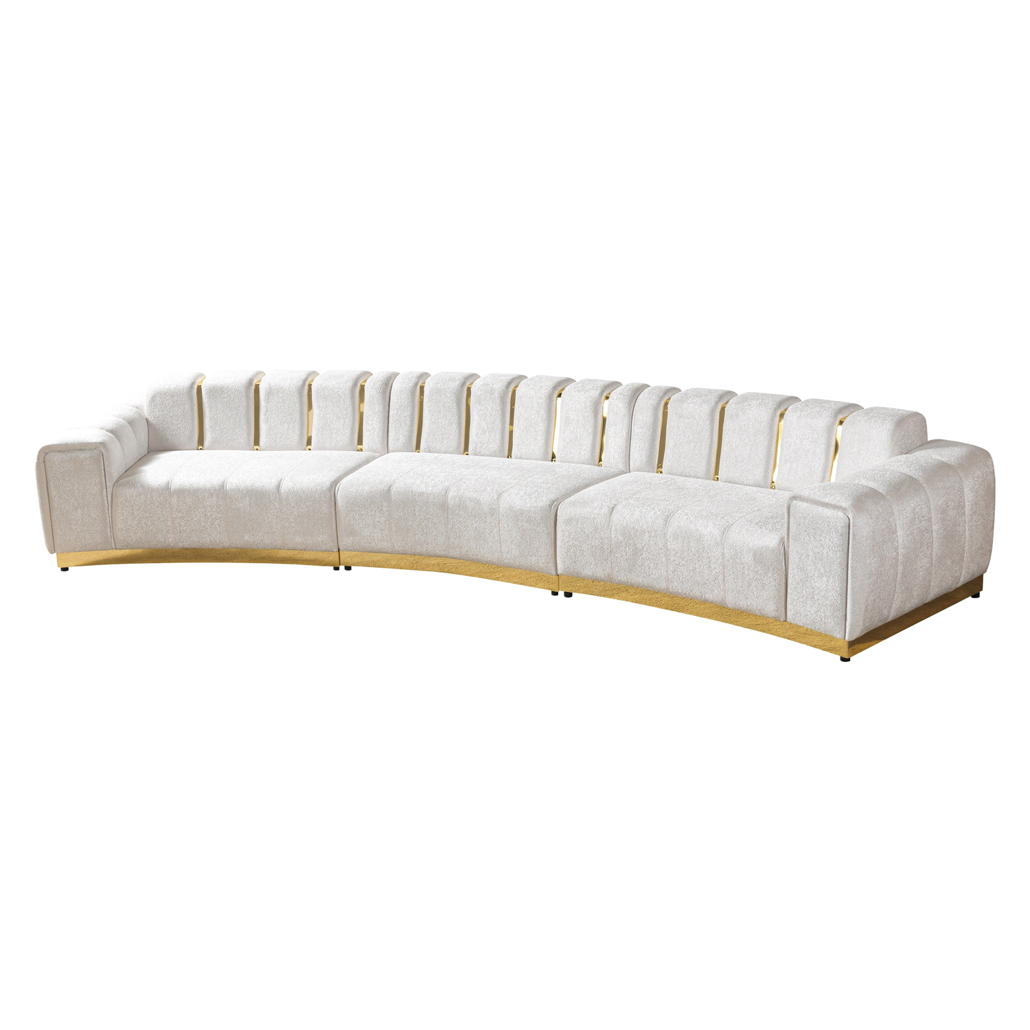 Nova Michelle Ivory Velvet 3-Piece Curved 165" Sectional