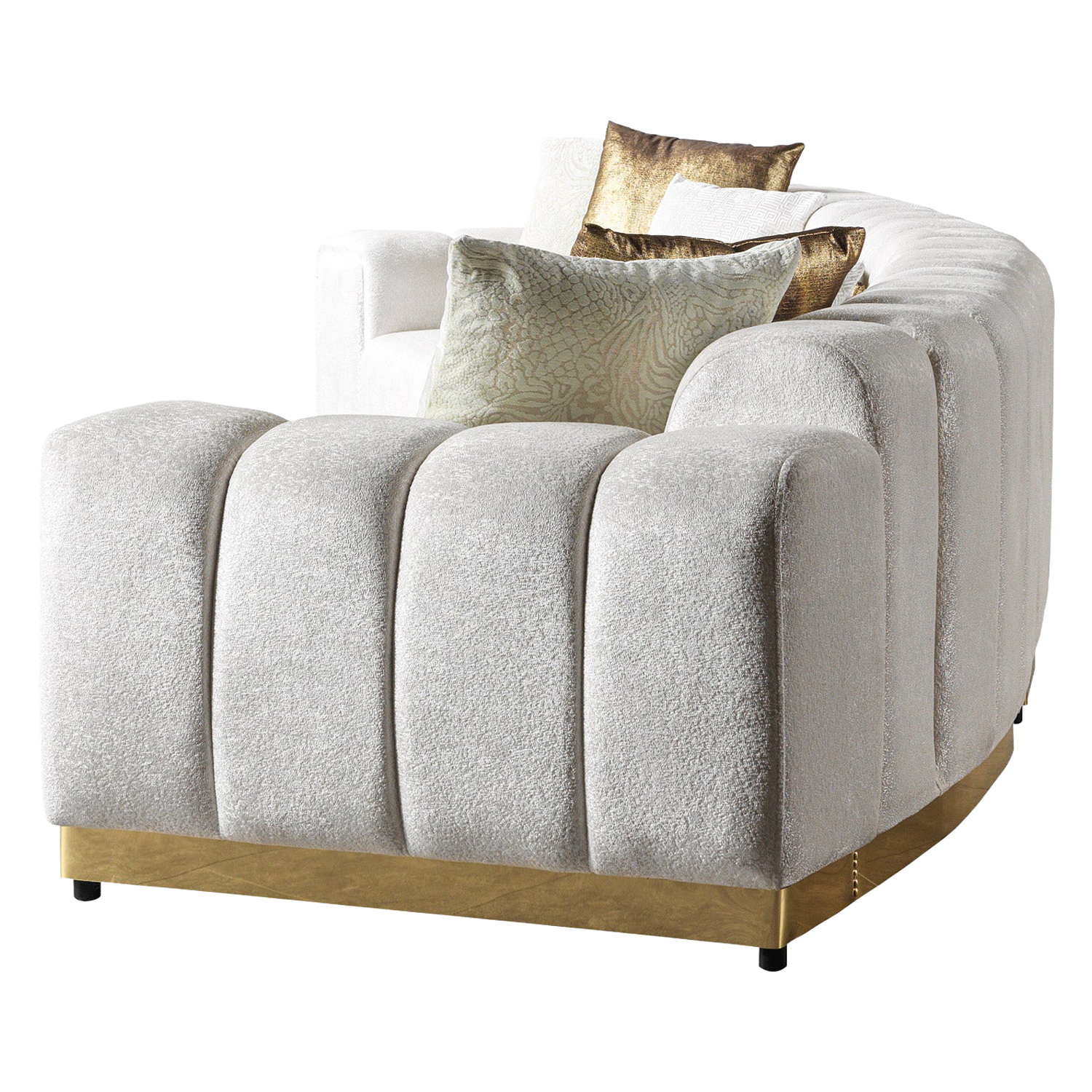 Nova Michelle Ivory Velvet 3-Piece Curved 165" Sectional